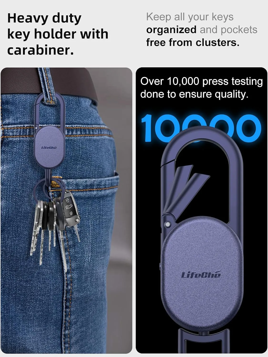 Find My Key Finder, Stainless Steel Keychain, Rechargeable Tracker