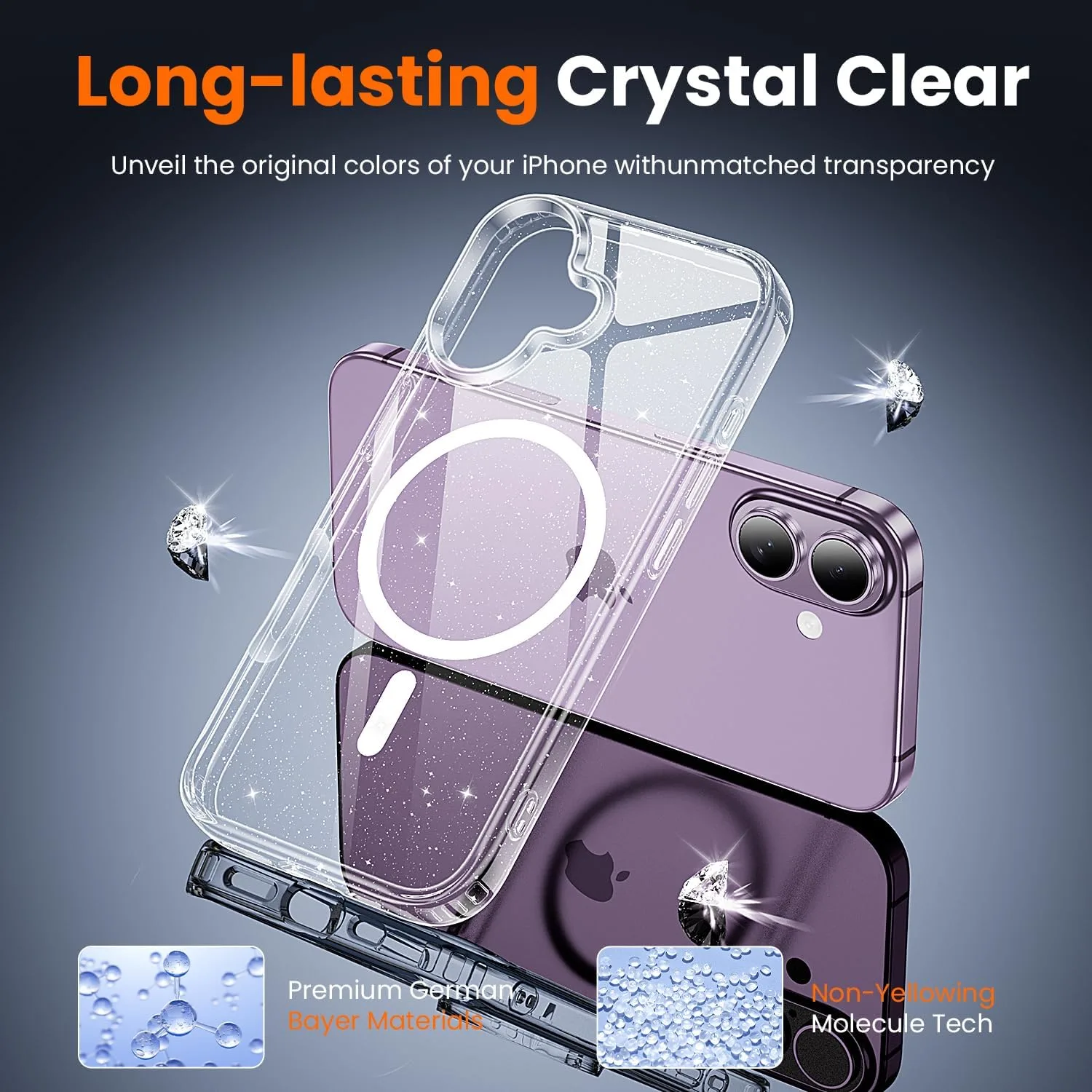 toushion 3 in 1 for iPhone 17 Case Clear Glitter