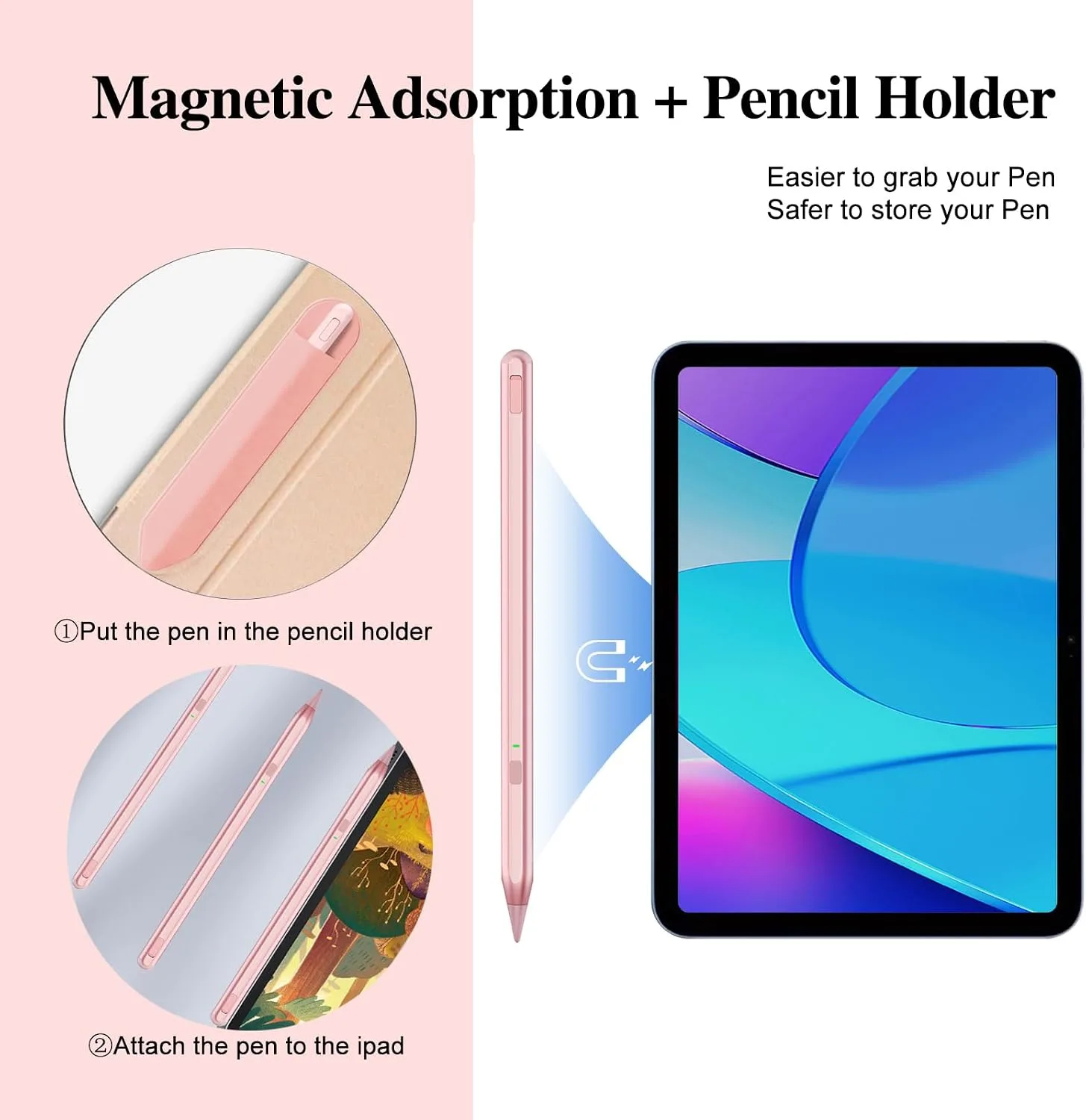 Stylus Pen for iPad 11th&10th Generation,Milikilo Pen with Pencil Holder,Palm Rejection,for Air11&13"(M2/M3), Pad Pro 11"&13"(M4),iPad 6-11th,iPad Pro 11"/12.9 ", iPad Air 3/4/5,Mini 5/6