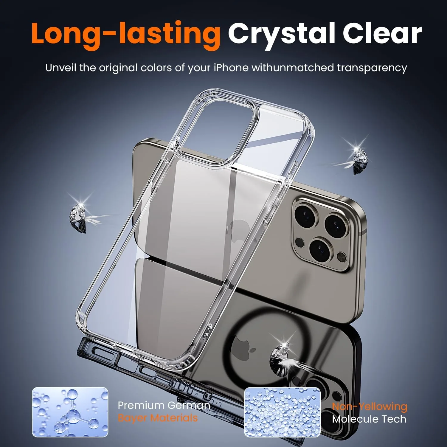 toushion 3 in 1 for iPhone 15 Pro Max Case Transparent