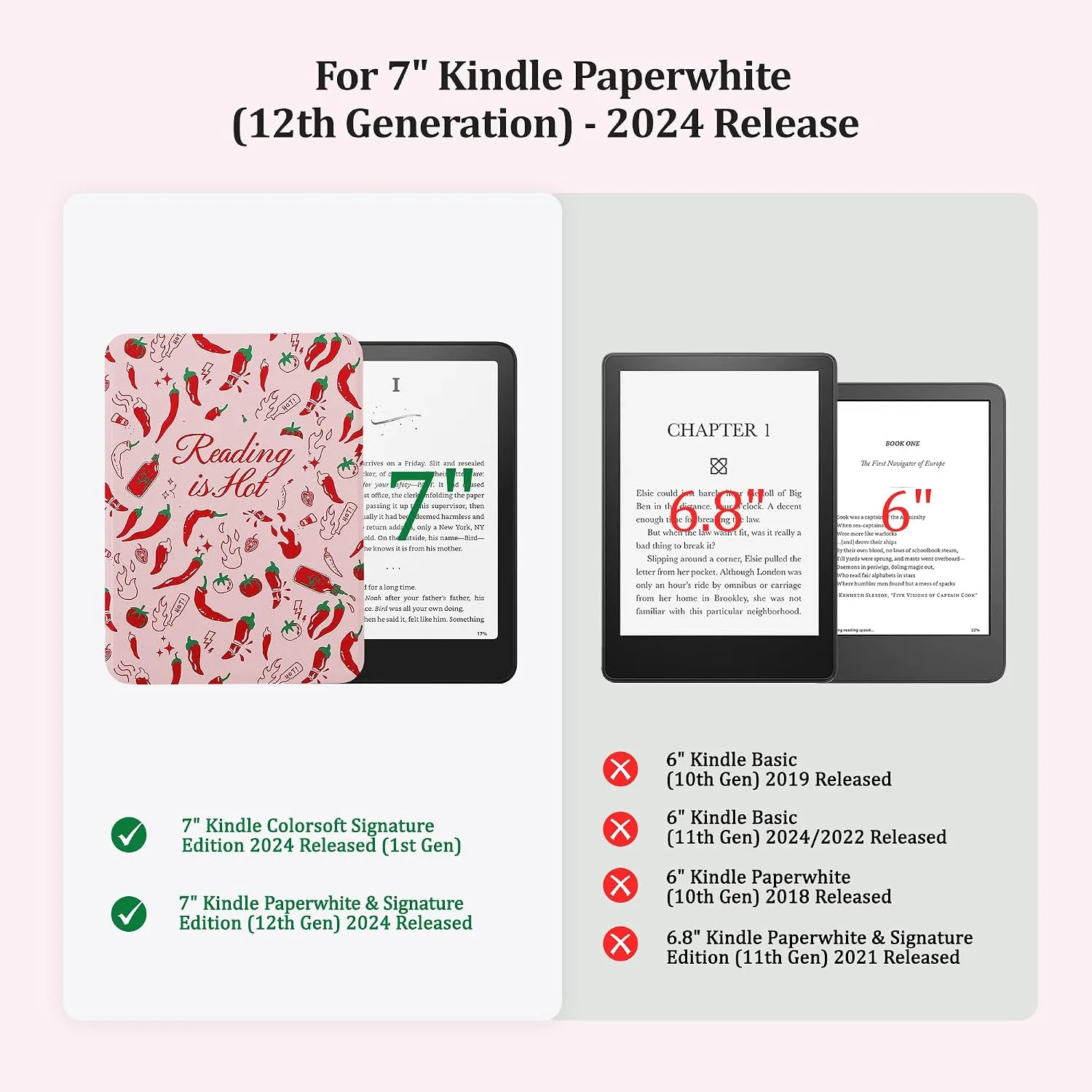 Clear Case for 7'' Kindle Paperwhite 12th Gen 2024 & Colorsoft