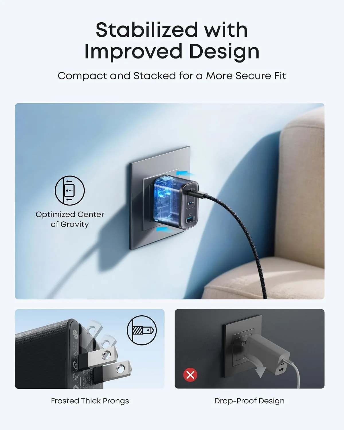 Anker Nano 70W Max 3-Port Fast Charger USB C, Type C Charger Fast Charging