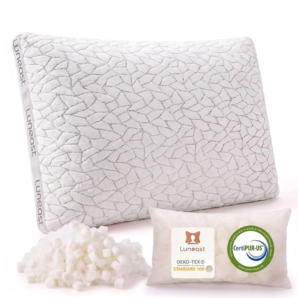 Luneast Adjustable Memory Foam Pillow, Queen,Extra Fill, Washable Cover