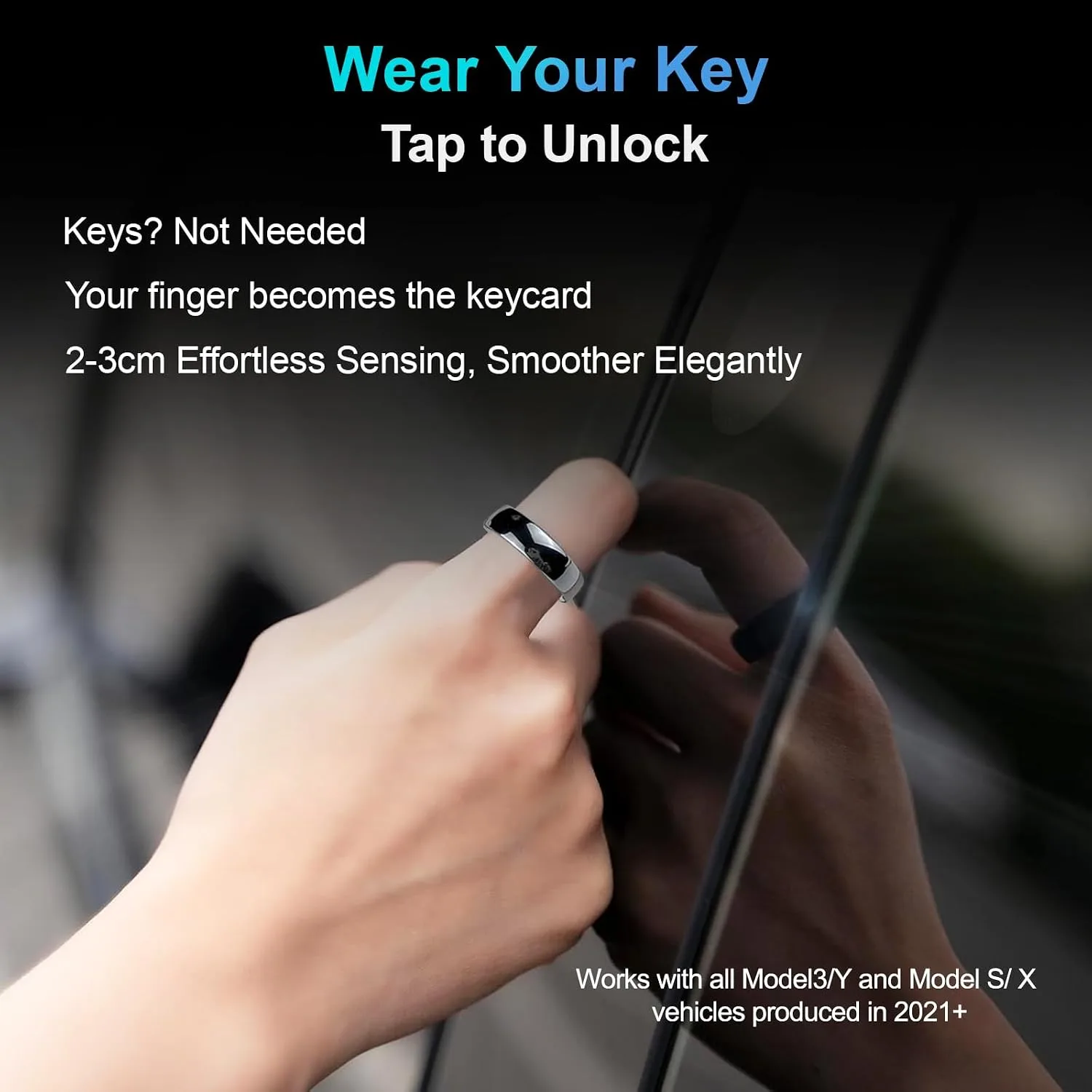 Smart Tesla key ring for Model3/Y/S NFC KeyCards Black Ceramic Ring(US#6)