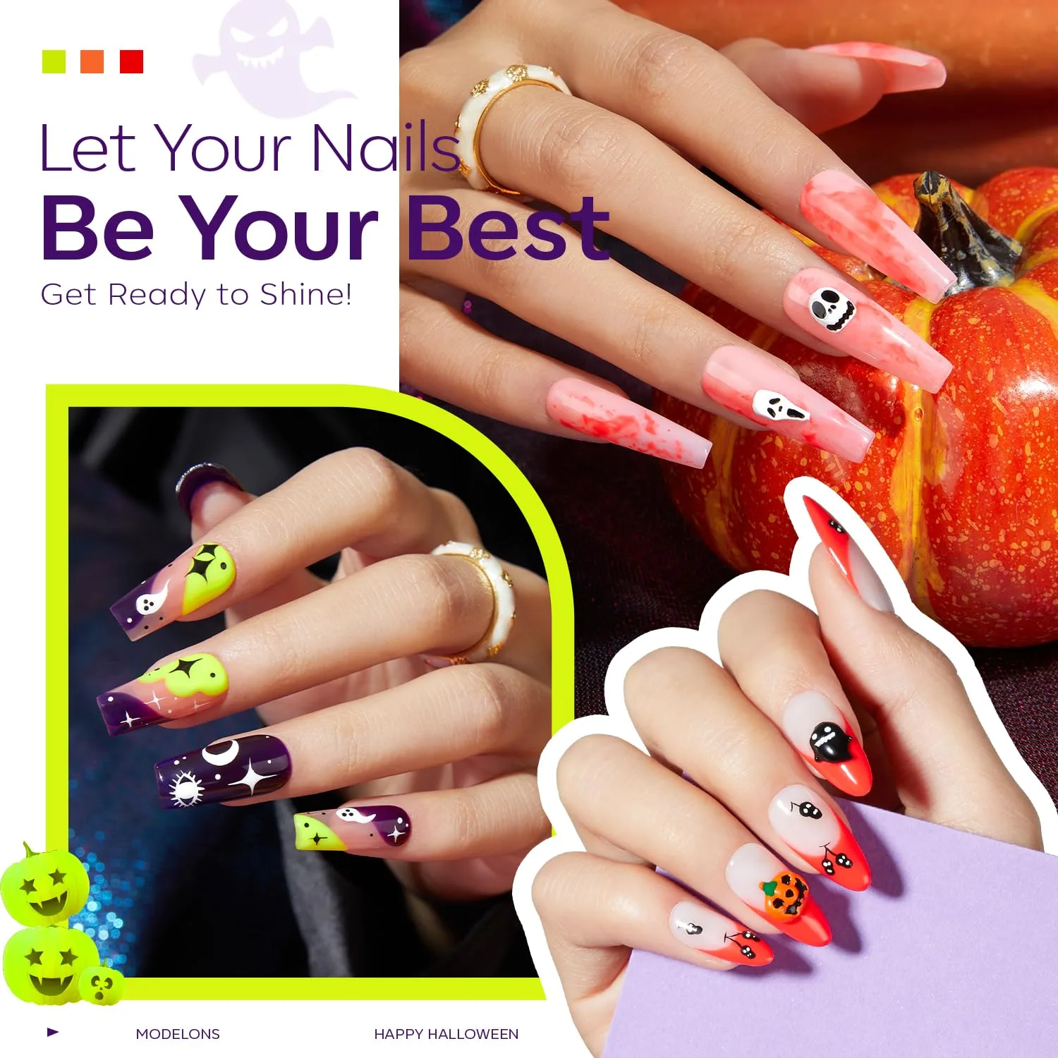 modelones Gel Nail Polish Set Neon 6Colors Red Green Purple Halloween
