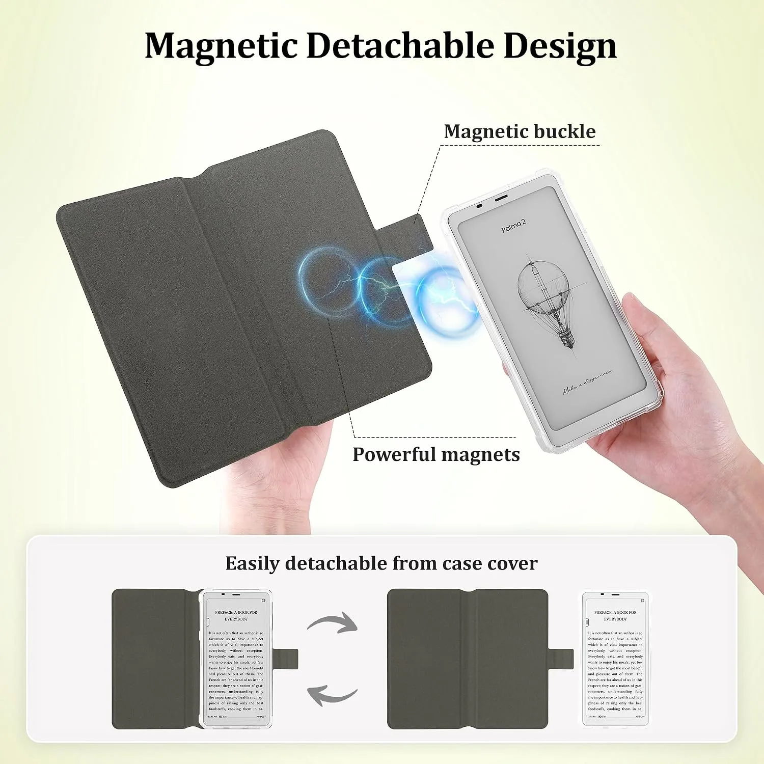 2in1 Case for Onyx BOOX Palma 2 Magnetic Detachable Folio Cover