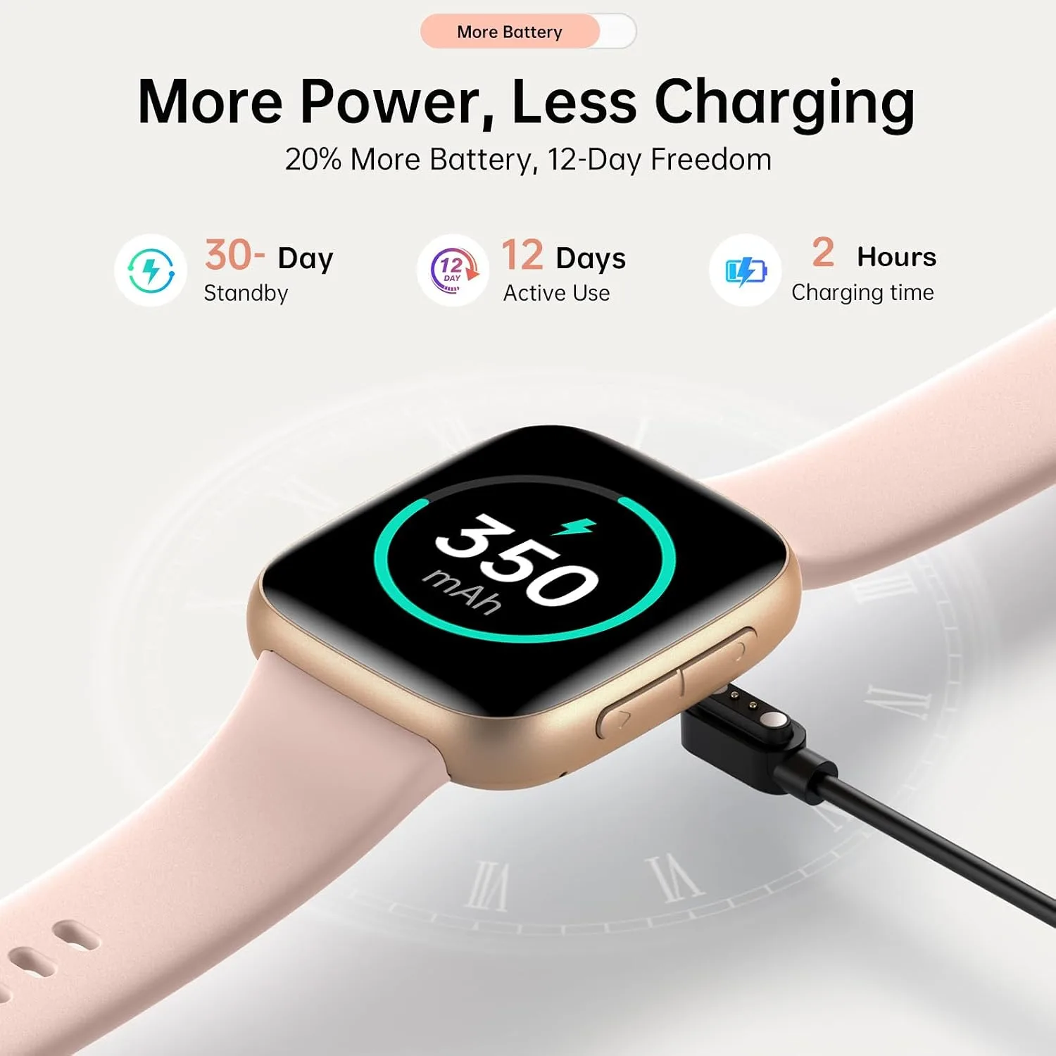 Quican Smart Watch for Women Men (2 Bands), 1.8" AMOLED Smartwatch for iPhone & Android, Heart Rate/ SpO2/ Sleep Monitor, 3ATM Waterproof, Calls & Messages, 120+ Sports Modes Fitness Tracker (Pink)