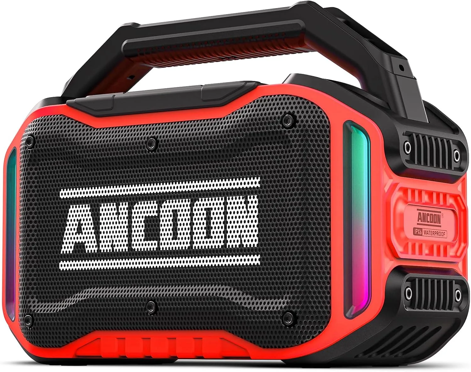 ANCOON Speakers Bluetooth Wireless: 80W(Peak) Loud Speaker with Bass, 20H Playtime, IPX6 Waterproof, Large Jobsite Speakers for Work, Outdoor, Workshop, Garage, Portable Speaker with TWS (Red)