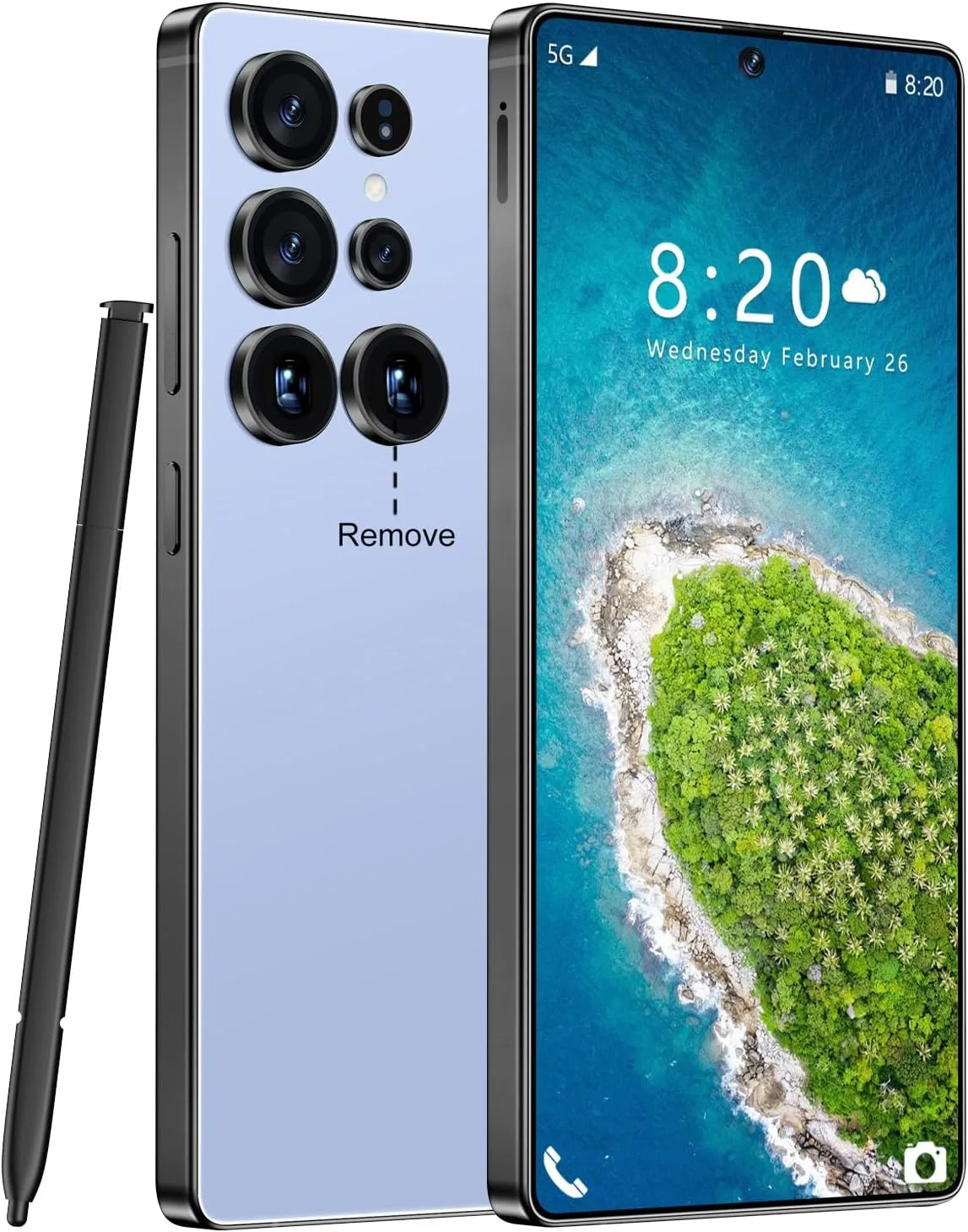 Huness S25 Ultra Unlocked Phone,Built in Pen The Phone,Cell Phone Battery 7000mAh 6.99" HD Screen,Android 14 16+512GB Smartphone,Dual SIM/5G/Face ID/Fingerprint Lock/GPS (Blue, 16+512)