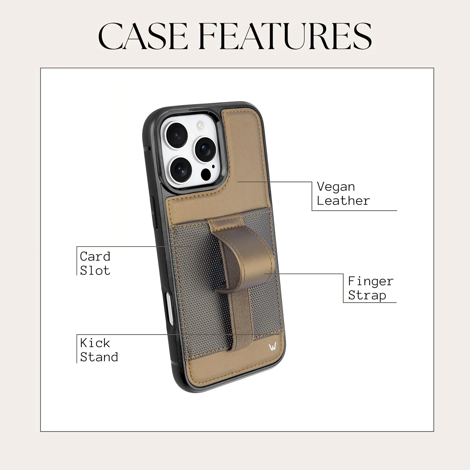 Walli Cases Wallet Phone Case for iPhone 15 Pro, Card Holder Kickstand