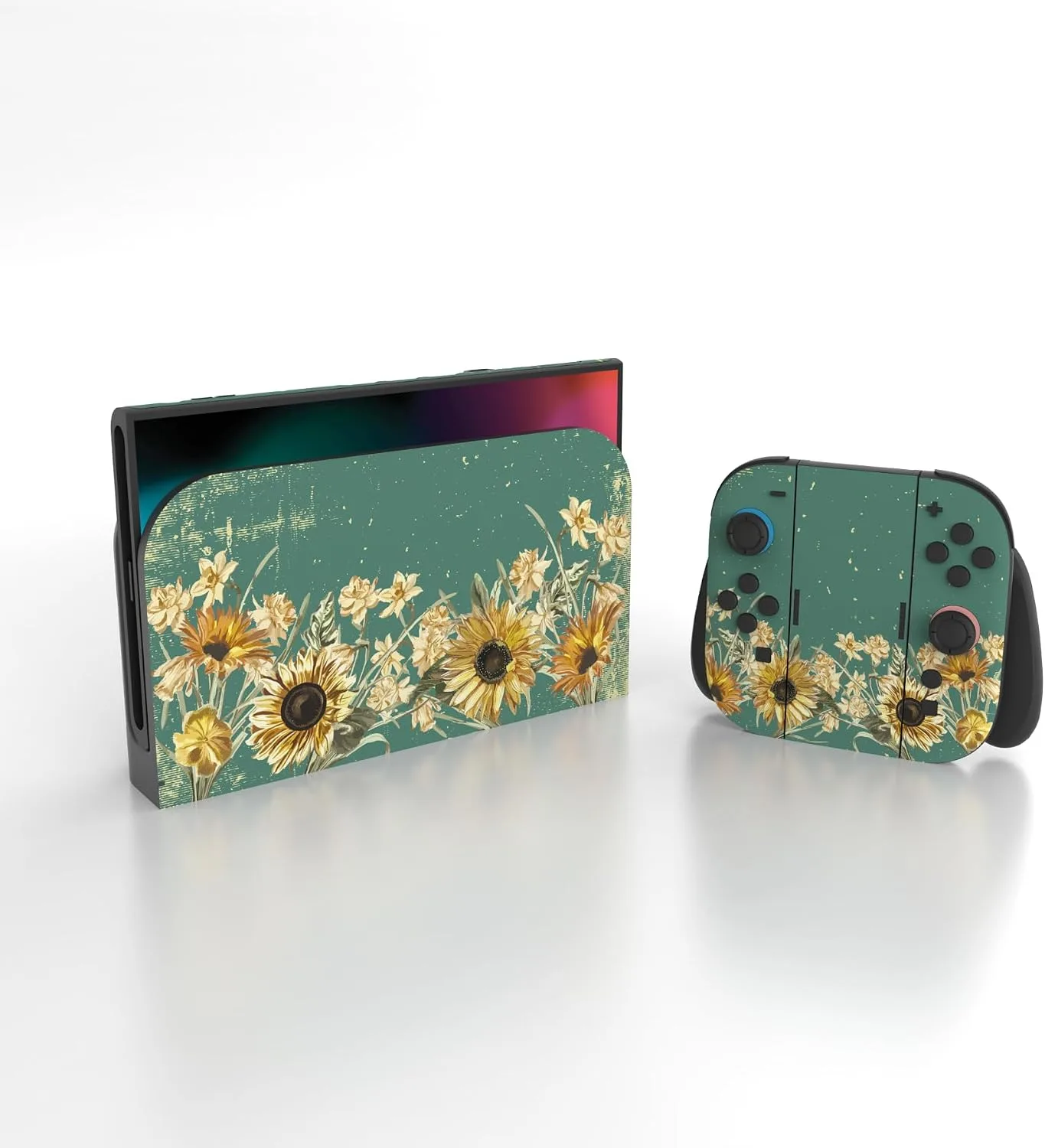PlayVital for Nintendo Switch 2 Skin Full Set (2-Pack) - Protective Vinyl Decal Stickers for Switch 2 Console, Joycons, Handle Grips & Dock | No Residue, Anti-Scratch - Sunflowers