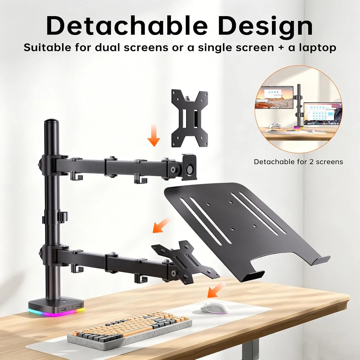 Afaloona RGB Monitor & Laptop Stand with USB Hub, Charging & Data Transfer