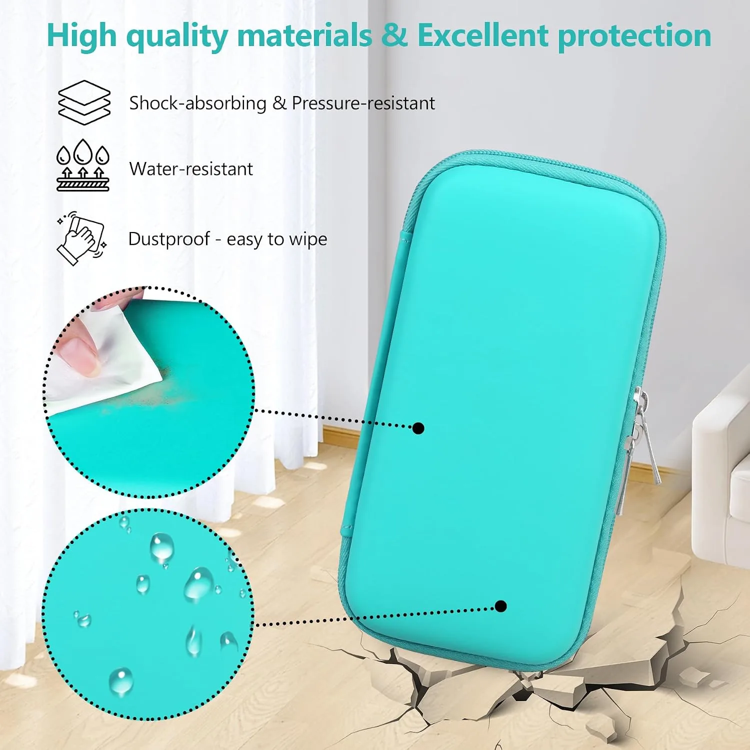 Supmay Hard Carrying Case Compatible with Nintendo DS Lite NDSL, Gameboy Advance Games Storage Holder Travel Bag with Mesh Pocket for USB Charging Cable, Stylus, Earphones, Game Cartridge, Green