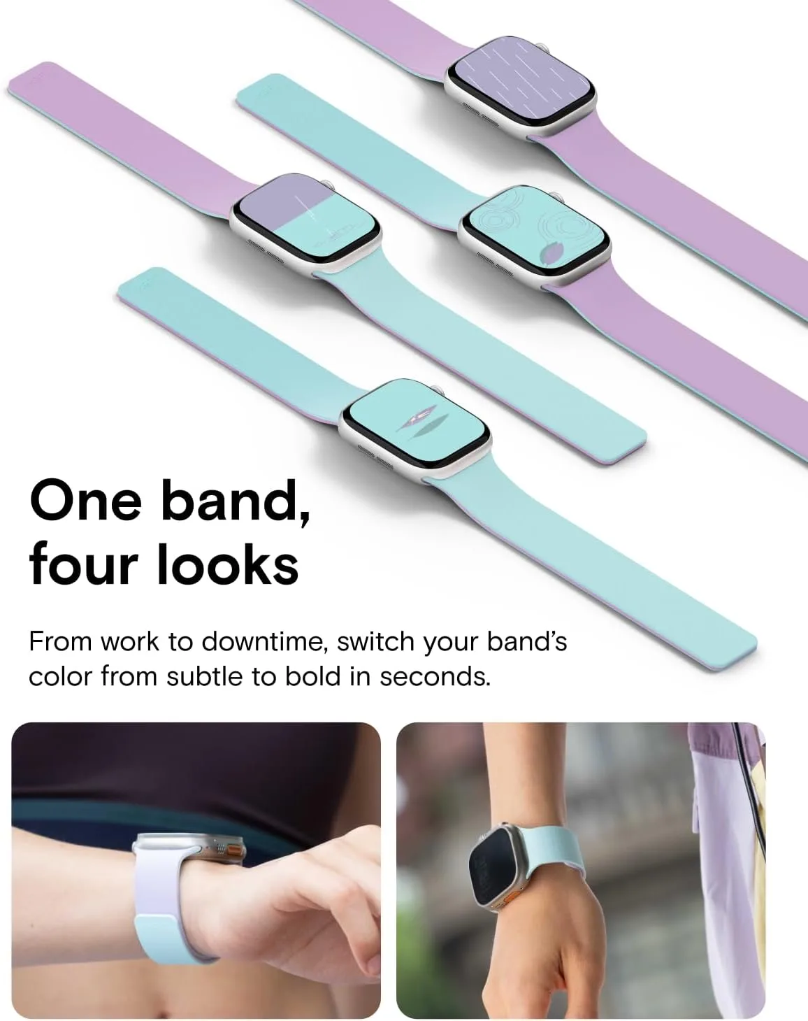 MOFT Snap Duo Watch Bands, Duo-Color Watch Band for Women &Men Daily Wear
