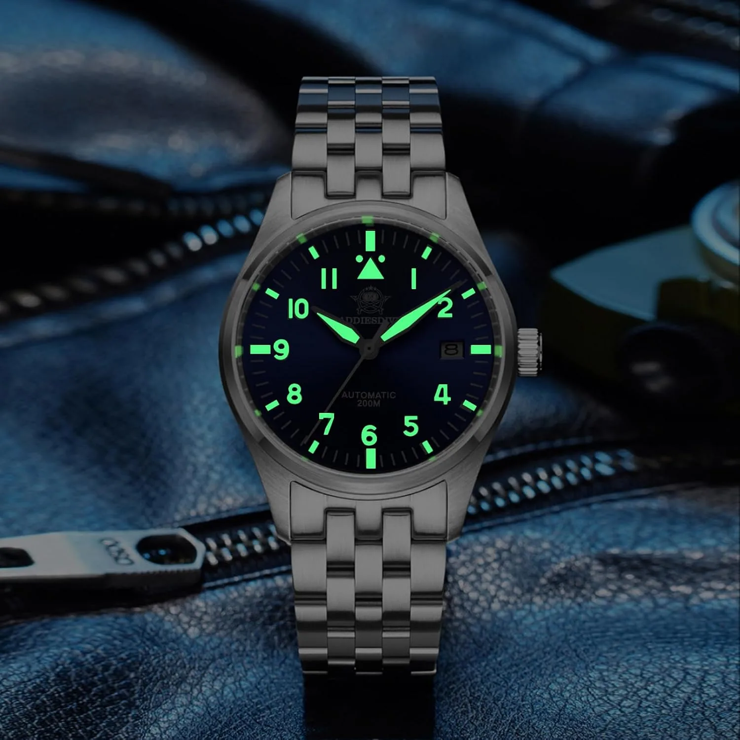 ADDIESDIVE Automatic Watches for Men Stainless Steel Diver 200 M Luminescent Analog Business Casual Dress Watch Men
