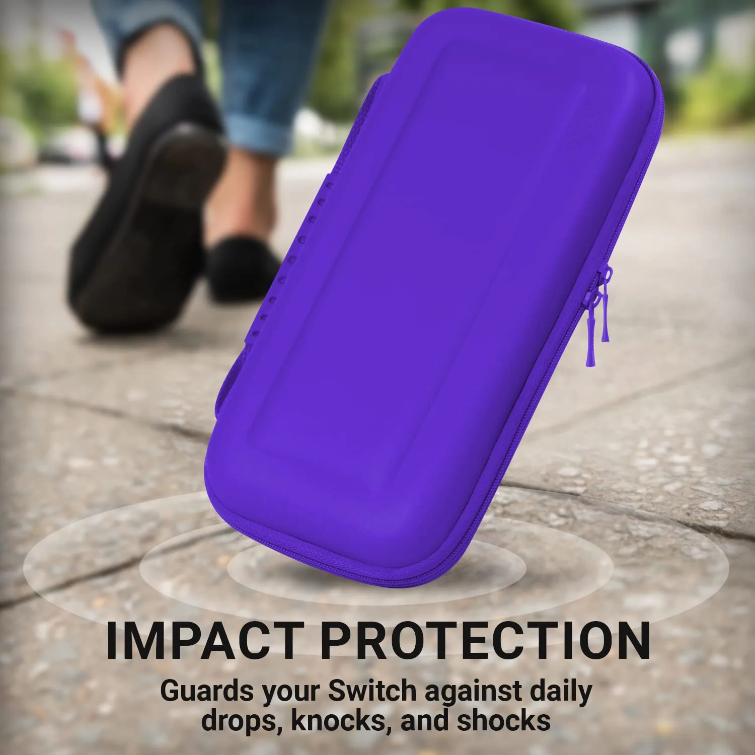 Orzly Carrying case for Nintendo Switch OLED and Switch Console - Purple Protective Hard Portable Travel case Shell Pouch for Nintendo Switch Console & Accessories