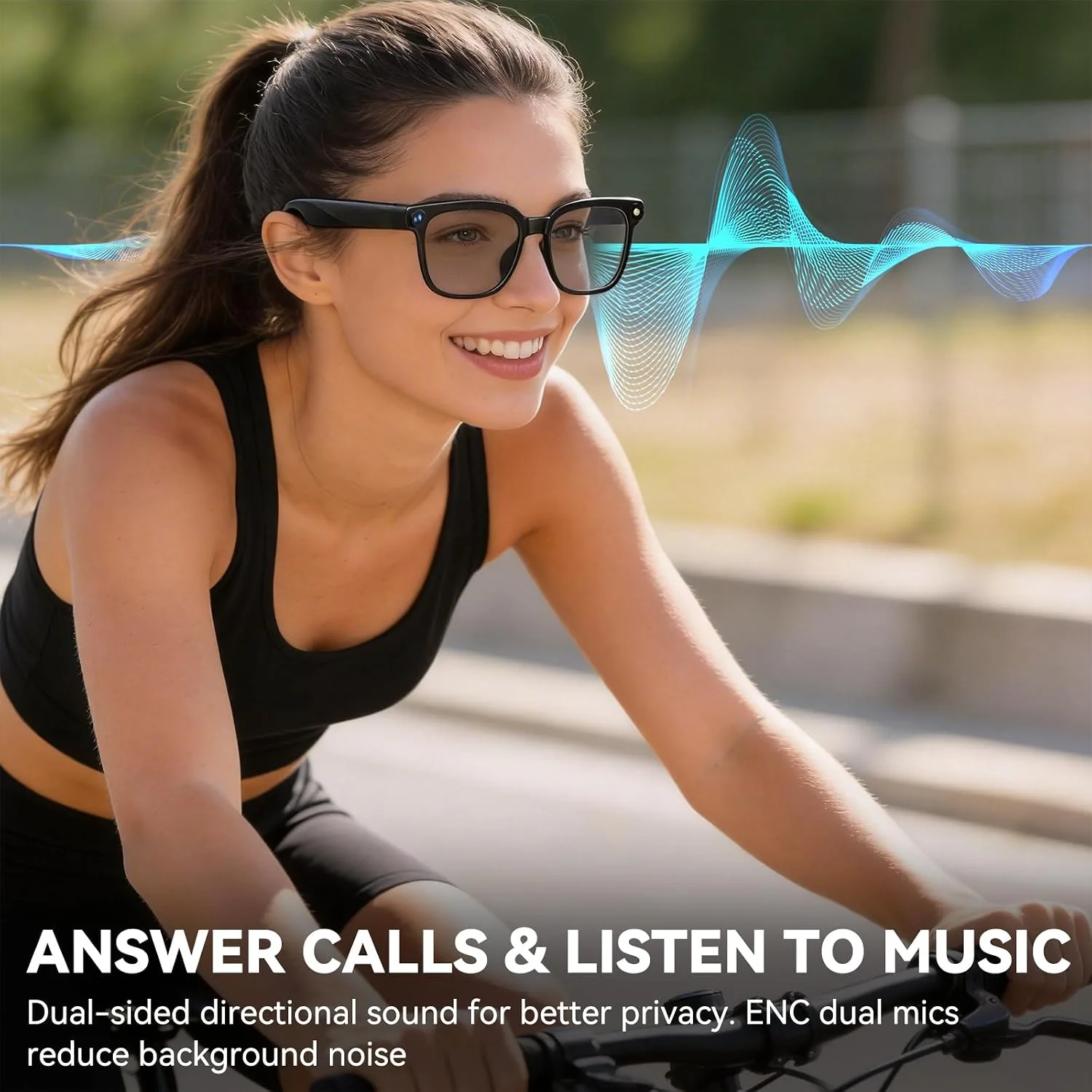 AI Smart Glasses with Camera, 1080P EIS Video, Bluetooth Music