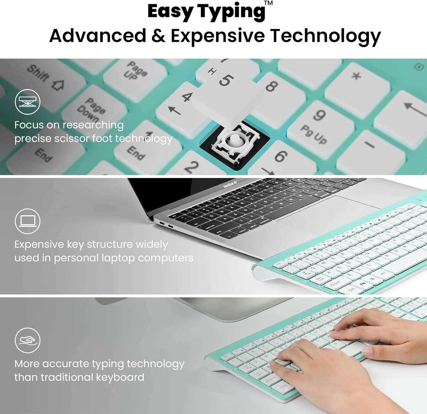 cimetech Wireless Keyboard and Mouse Combo - Blue White