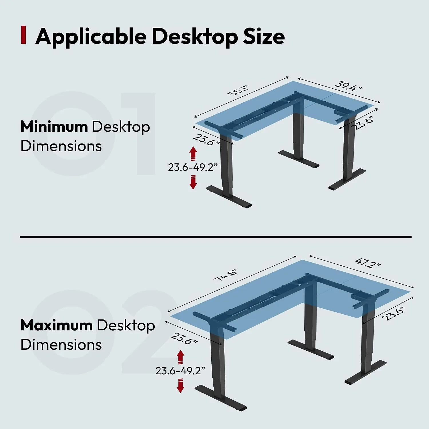 SANODESK Triple Motor L-Shaped Standing Desk Frame, 330 lbs Heavy Duty