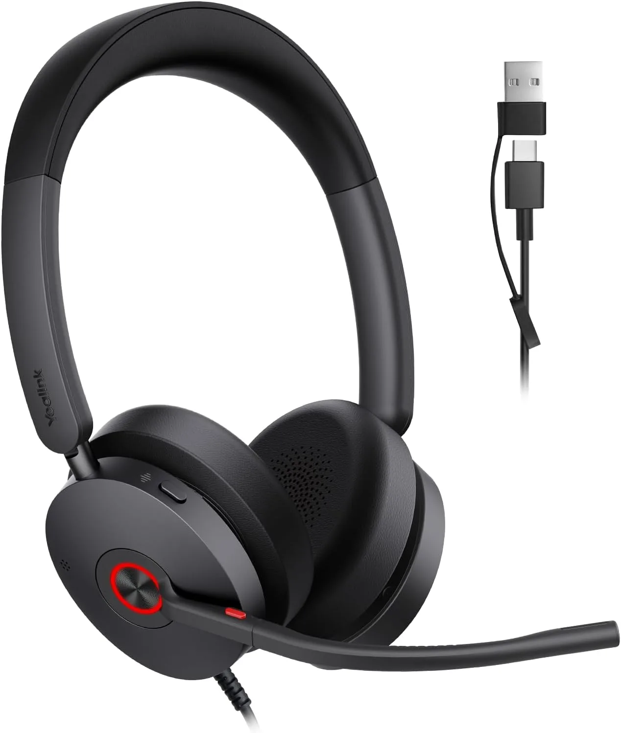 Yealink UH48 ANC Wired USB-C/A Headset, 6 AI Noise-Canceling Microphones