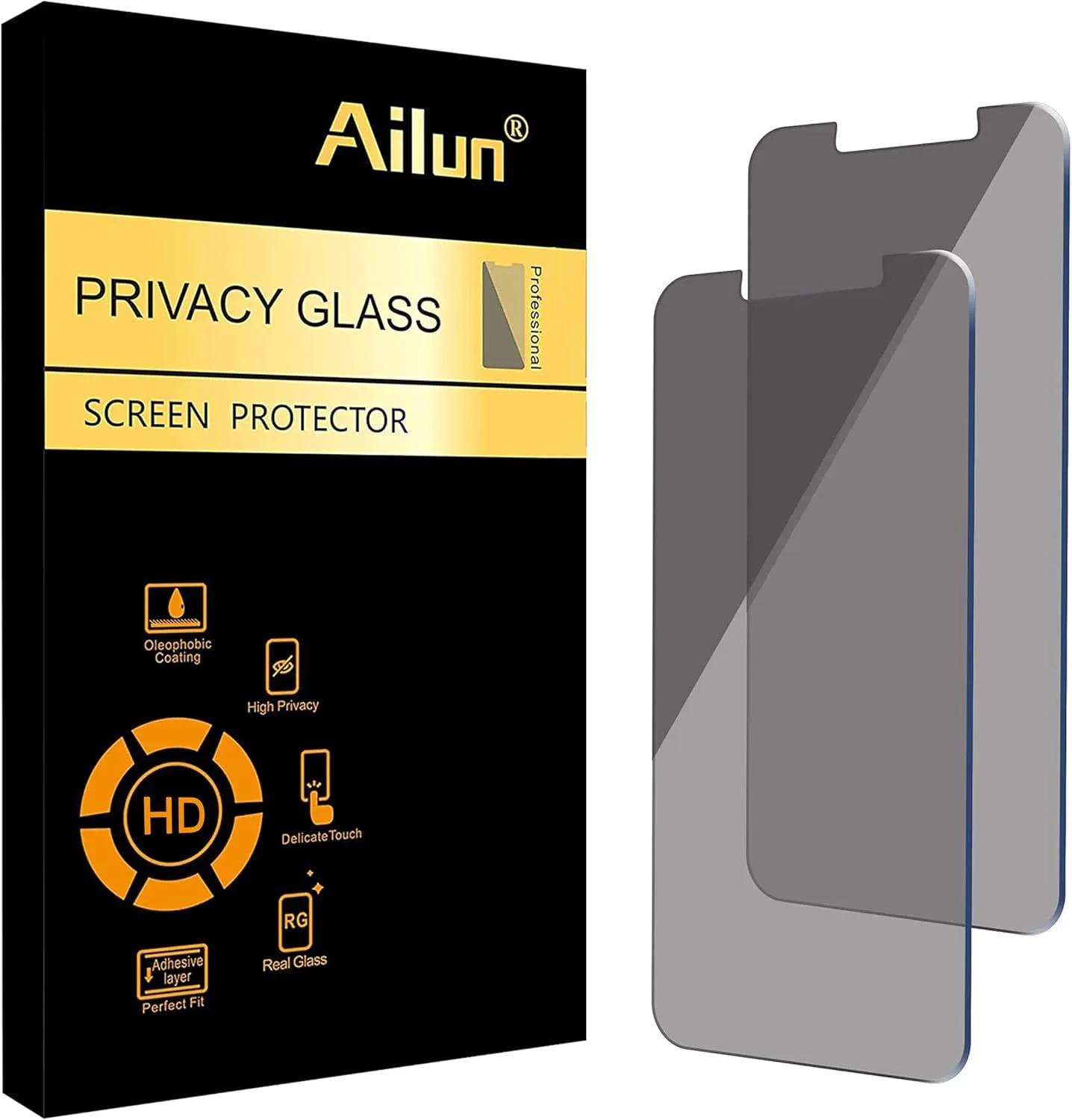 Protector de pantalla privacidad Ailun para iPhone 17e/16e/14/13/13 Pro 6.1 pulgadas 2 unidades