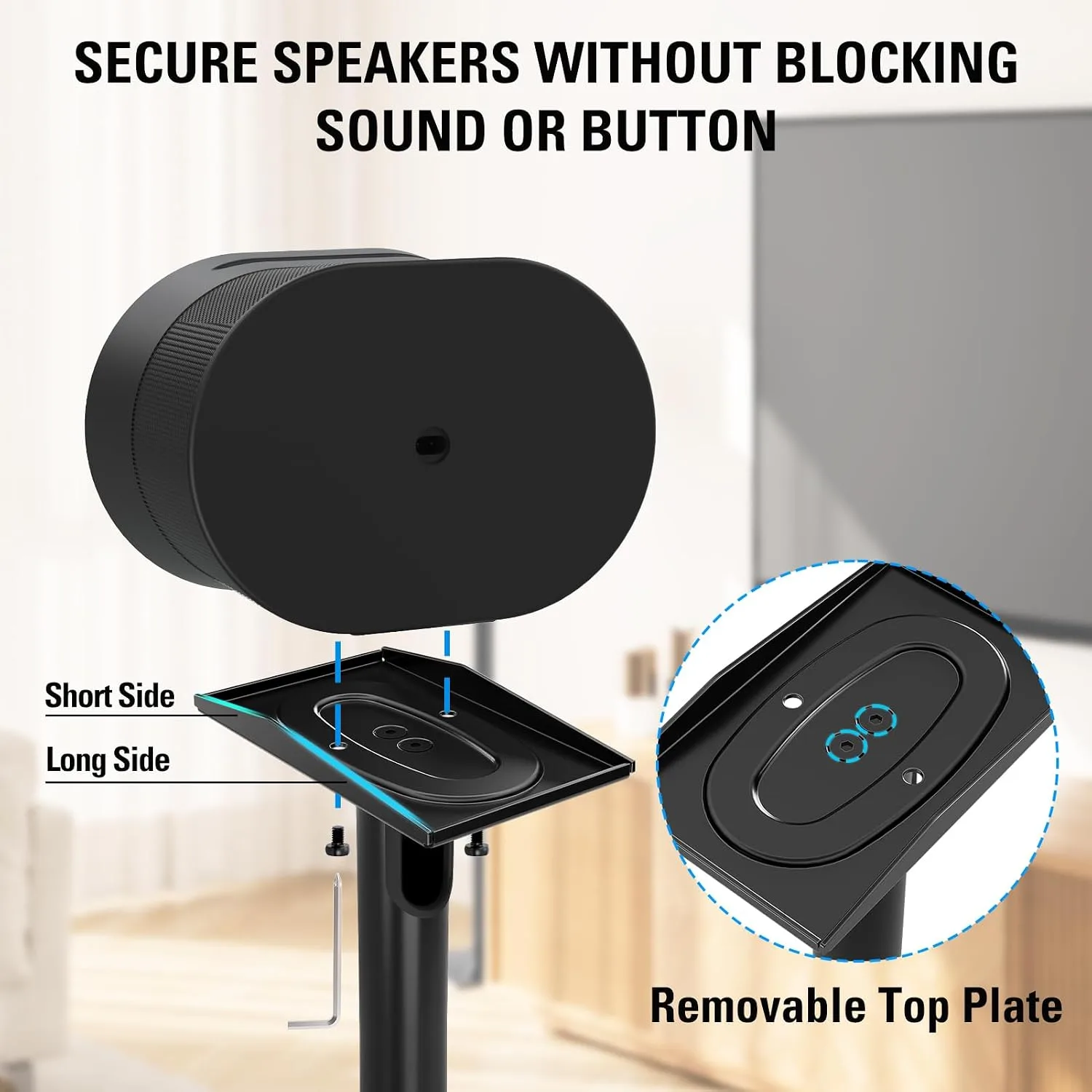 Mounting Dream Speaker Stands for Sonos Era 300, Height Adjustable Up to 42.4'', Set of 2 Surround Sound Speaker Stand with Cable Management for Sonos Era 300 Wireless Speaker,13.2 LBS Loading MD5416