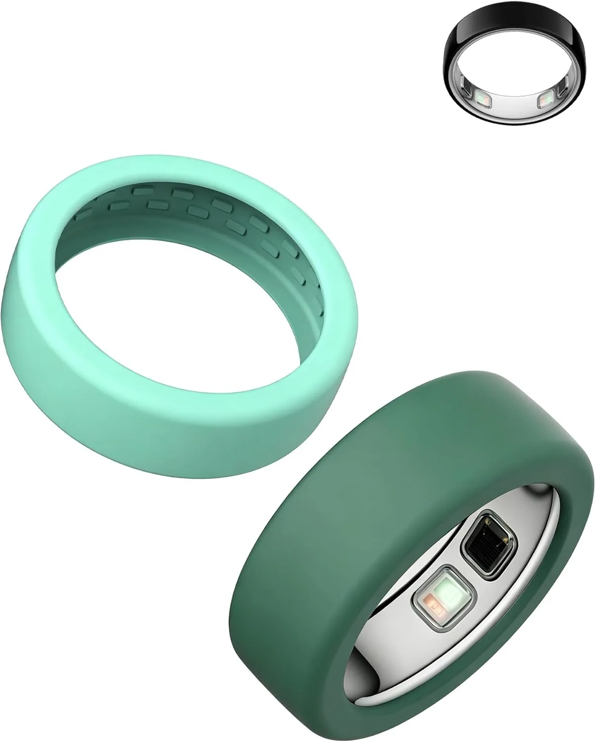 Silicone Case for Oura Ring 5, 2-Pack, M (10-13), Mint Green+Green