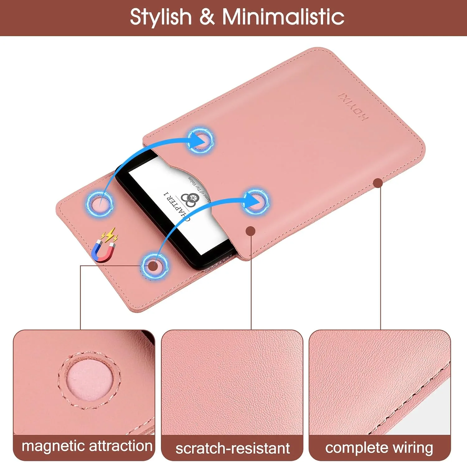 HoYiXi Universal Sleeve Case for 6.8",7" Paperwhite/Colorsoft/Signature Edition 2025 & 2021 Compatible 6.8" Kobo Clara HD/Pocketbook/Tolino Protective Case for 6.8'' 7'' ebook Reader, Pink