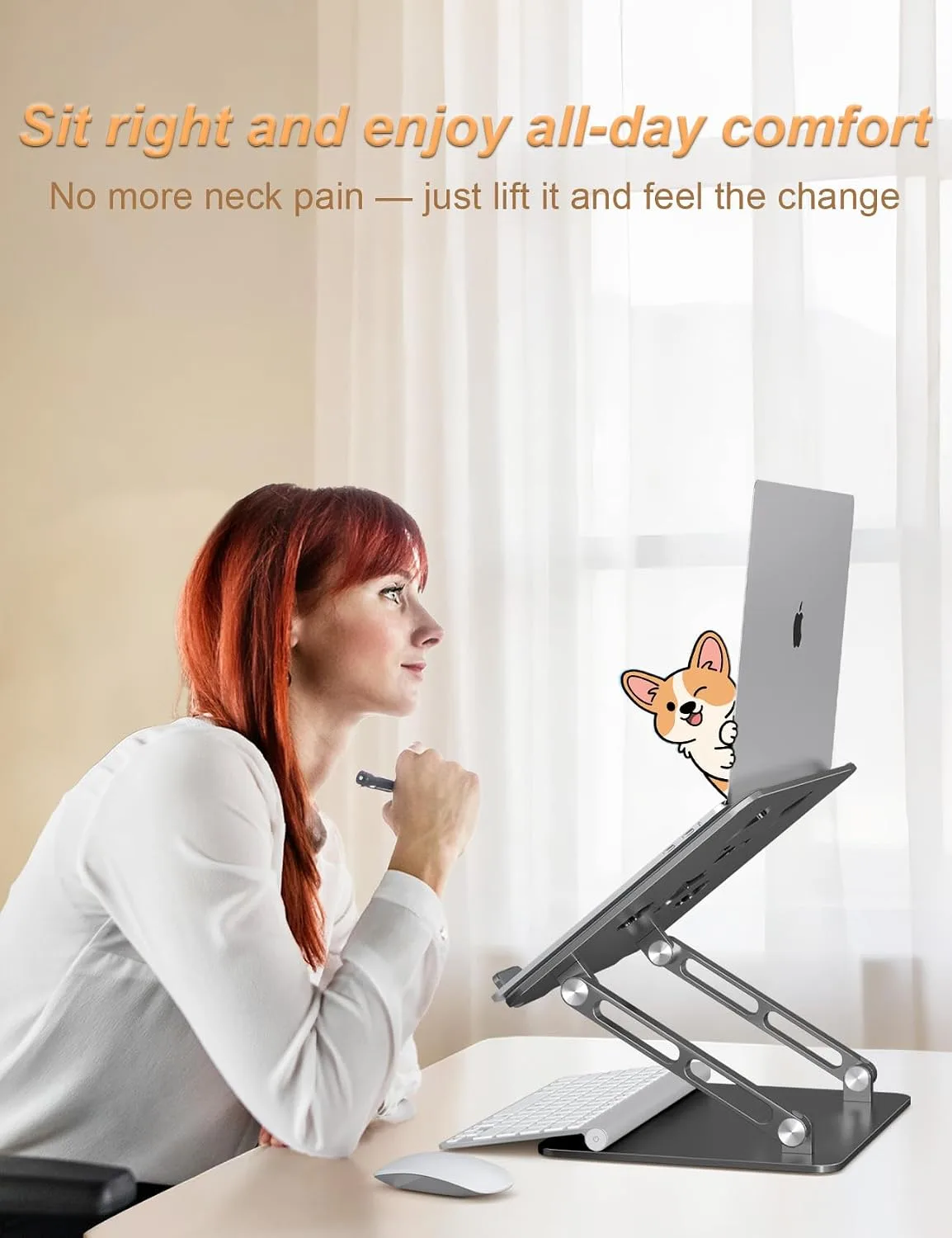 Aoviho Aluminum Laptop Stand for Desk Fit for All 10"-17.3" Laptops, Grey