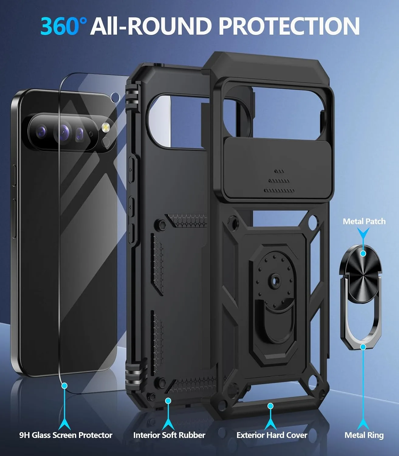 Taisairu for Google Pixel 11 Pro XL Case with Screen Protector,Black