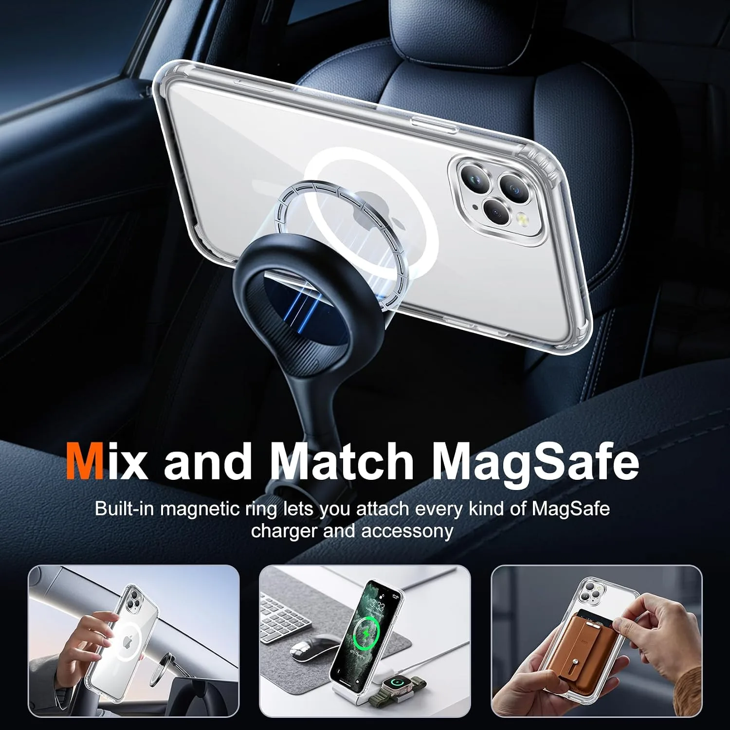 Temdan for iPhone 11 Pro Max Case with Screen Protector Clear