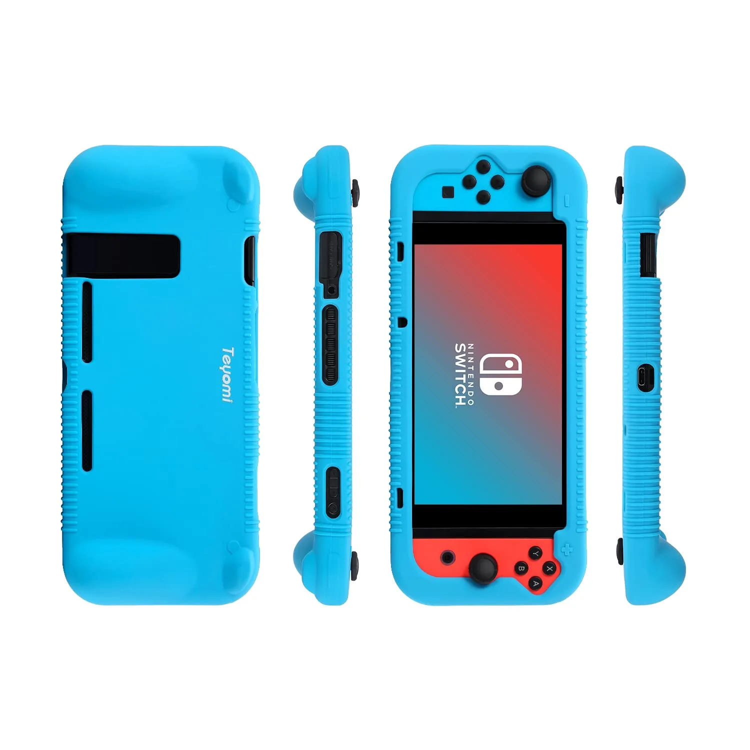 Teyomi Silicone Case for Nintendo Switch, Grip Cover with Tempered Glass, Nintendo Switch Screen Protector, 2 Storage Slots for Game Cards, Nintendo Switch Cover(Green)