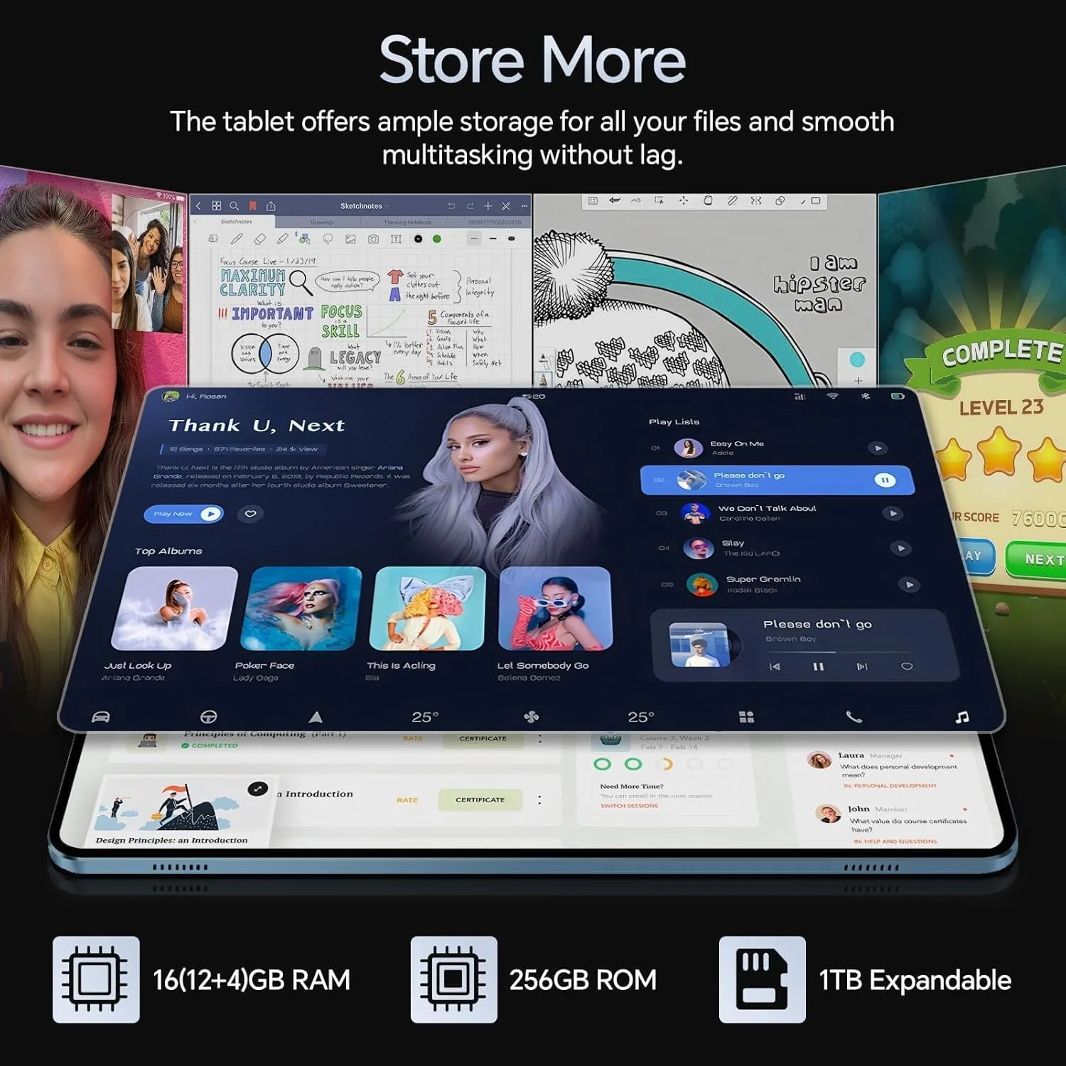R6 Tablet Android 15, 10 Inch IPS Touchscreen, Octa-Core Processor, 16GB RAM + 256GB ROM, 13MP + 5MP Dual Camera, 8000mAh Battery, Dual-Band WiFi (2.4G/5G), Tablet for Work and Study