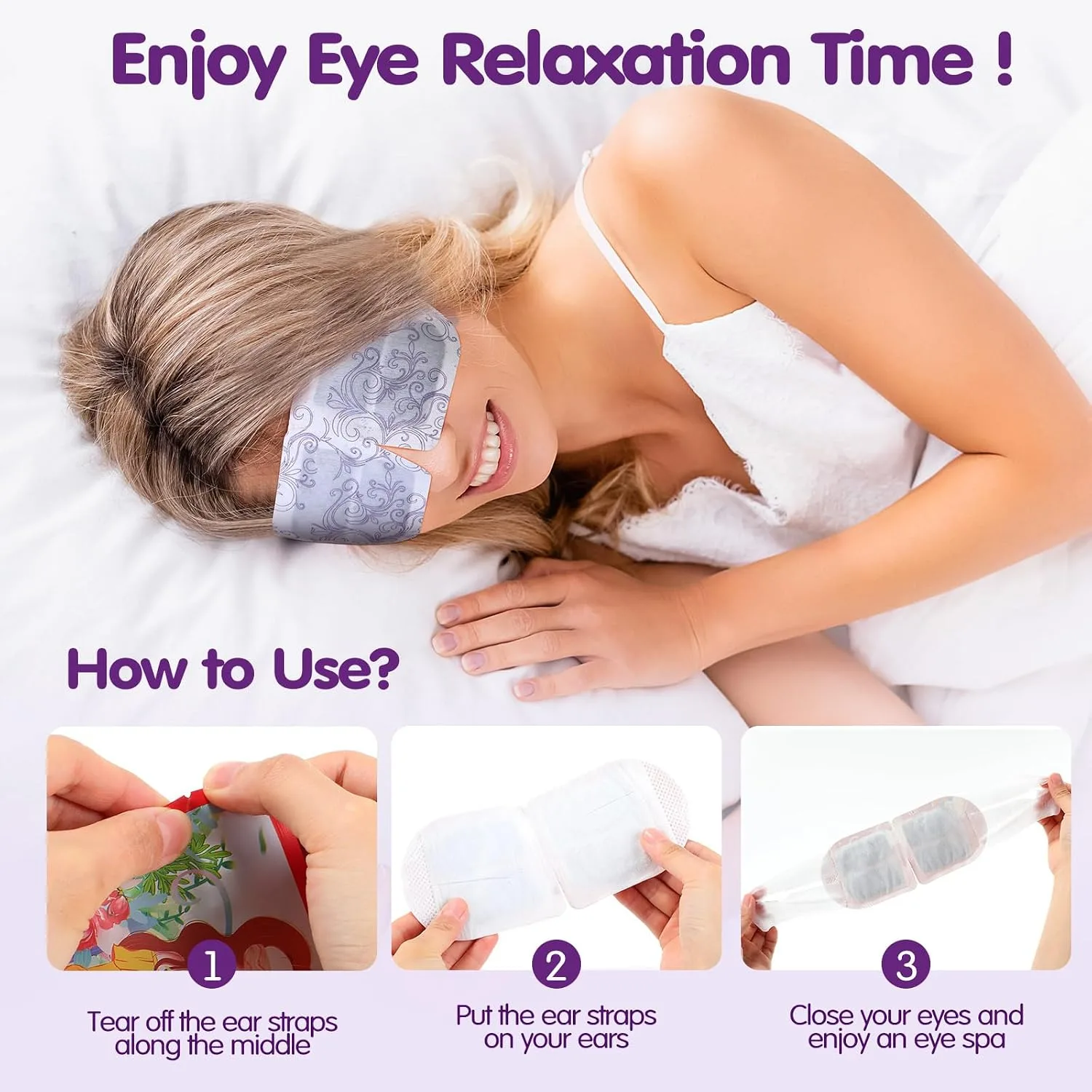 60 Pcs Self Heating Steam Eye Masks Disposable Heated Mask Bulk Individually Wrapped Warm Compress for Dry Eyes, Sleep, Travel, Spa and Relaxation (Multi Scent)