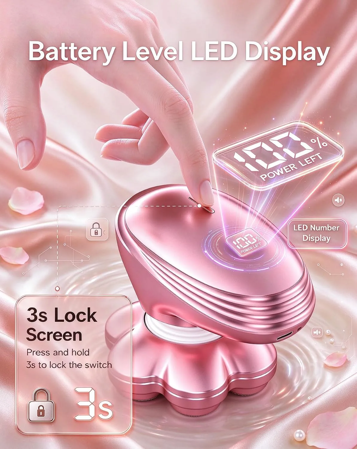 5-in-1 Electric Razors for Women, 7D Women's Full Body Shaver for Legs, IPX7 Waterproof Wet Dry Shaver with LED Display, Portable Hair Removal Shavers for Womens Face,Bikini, Lip, Arms