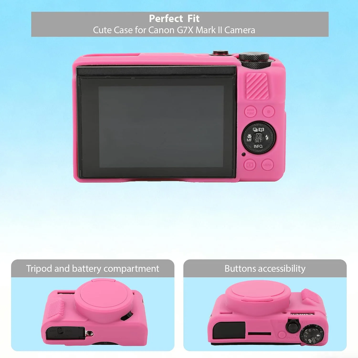 Camera Case for Canon G7X Mark II / G7X II - Hot Pink