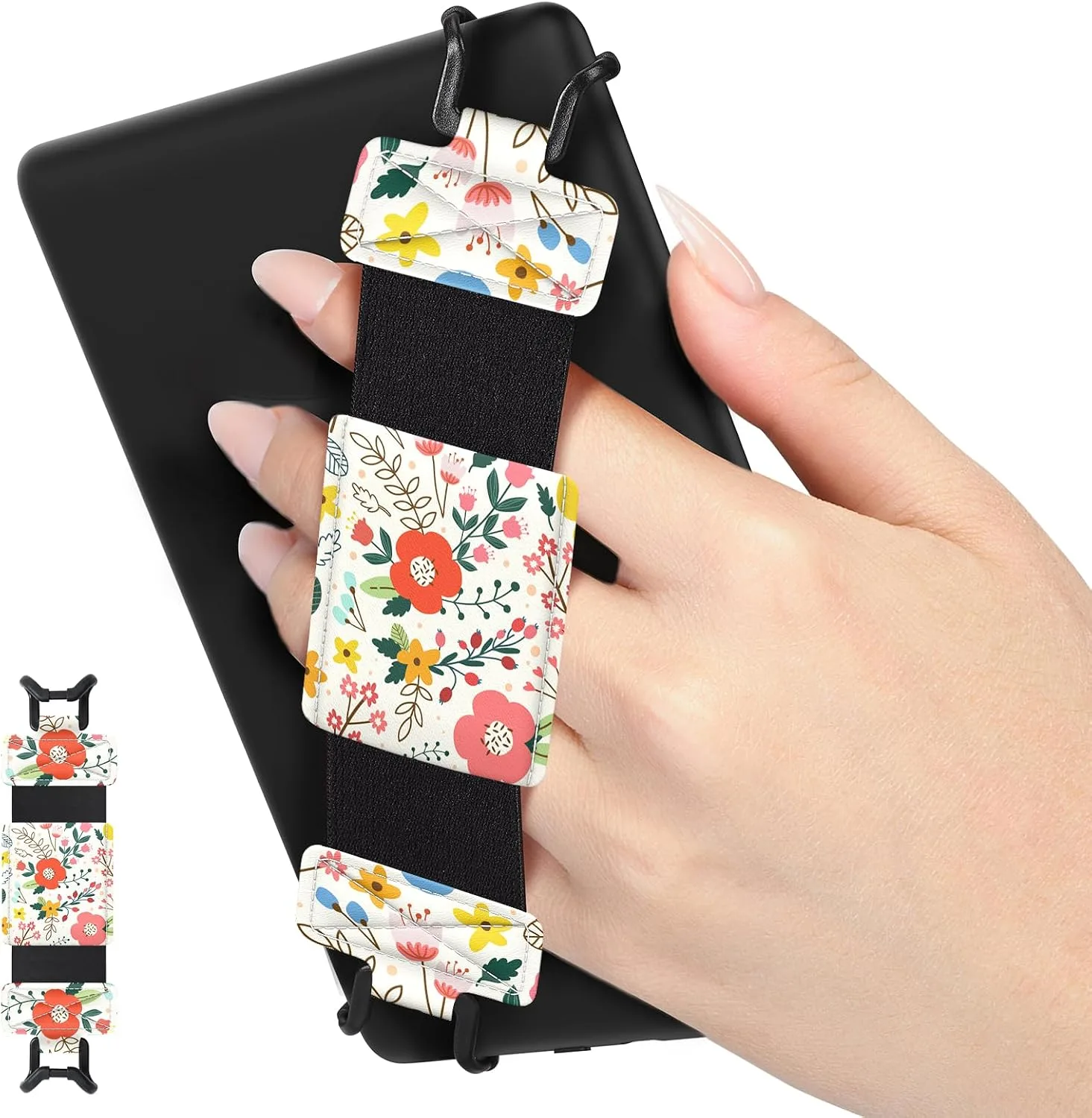 MoKo Soft Hand Strap for 6-8" Kindle eReaders Fire Tablet, Full Flowers
