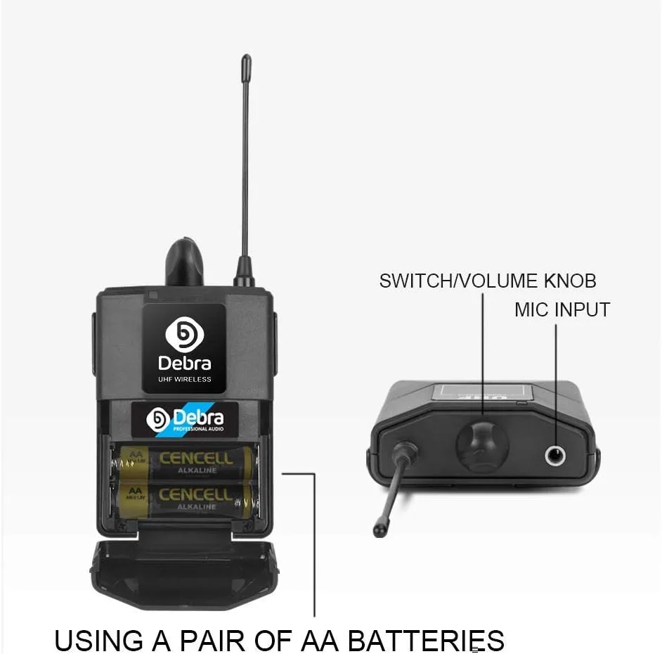 D Debra Audio AU400 Pro UHF 4 Channel Wireless Microphone System