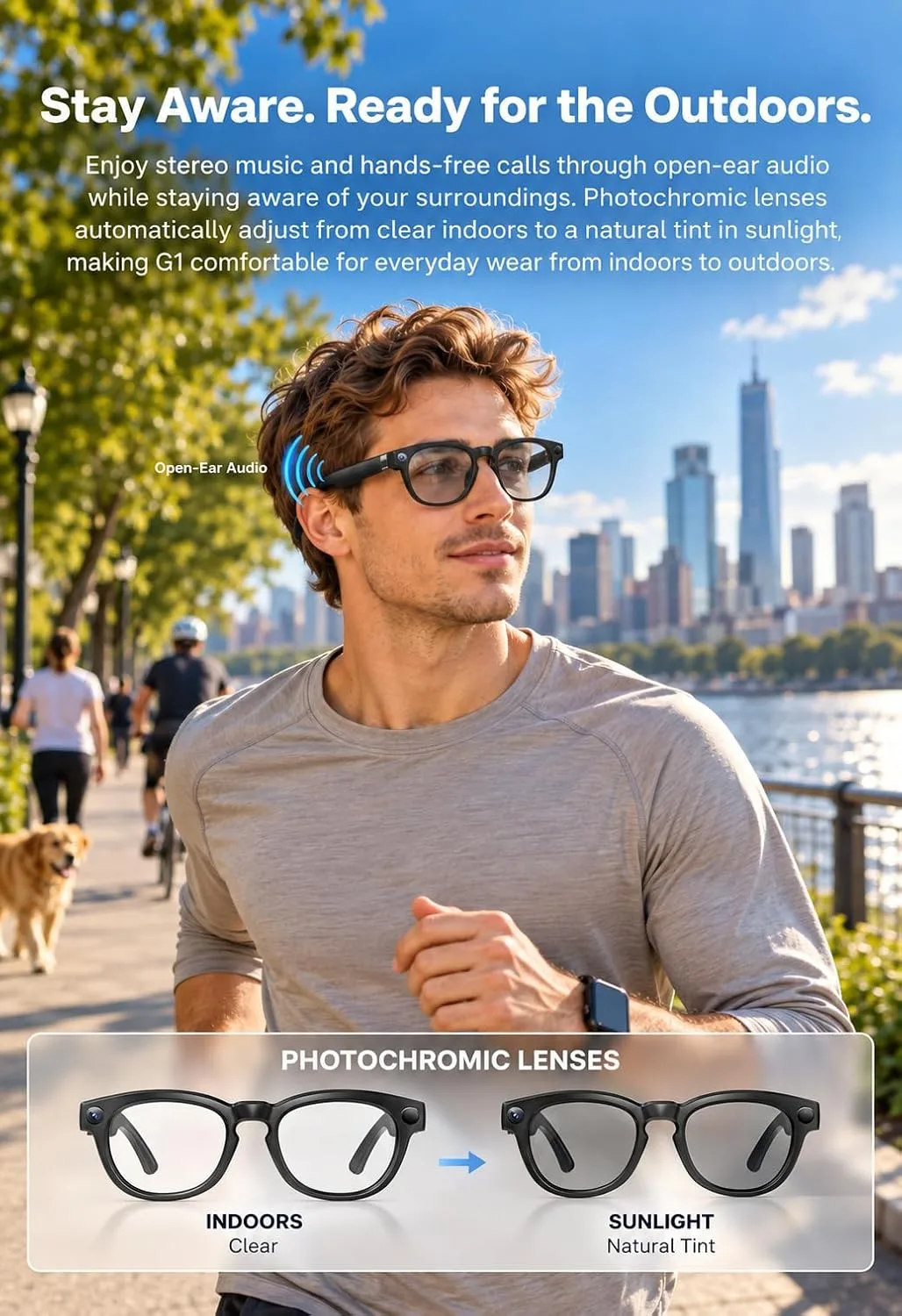 G1 AI Smart Glasses with Camera and Bluetooth, 8MP Video Recording Glasses