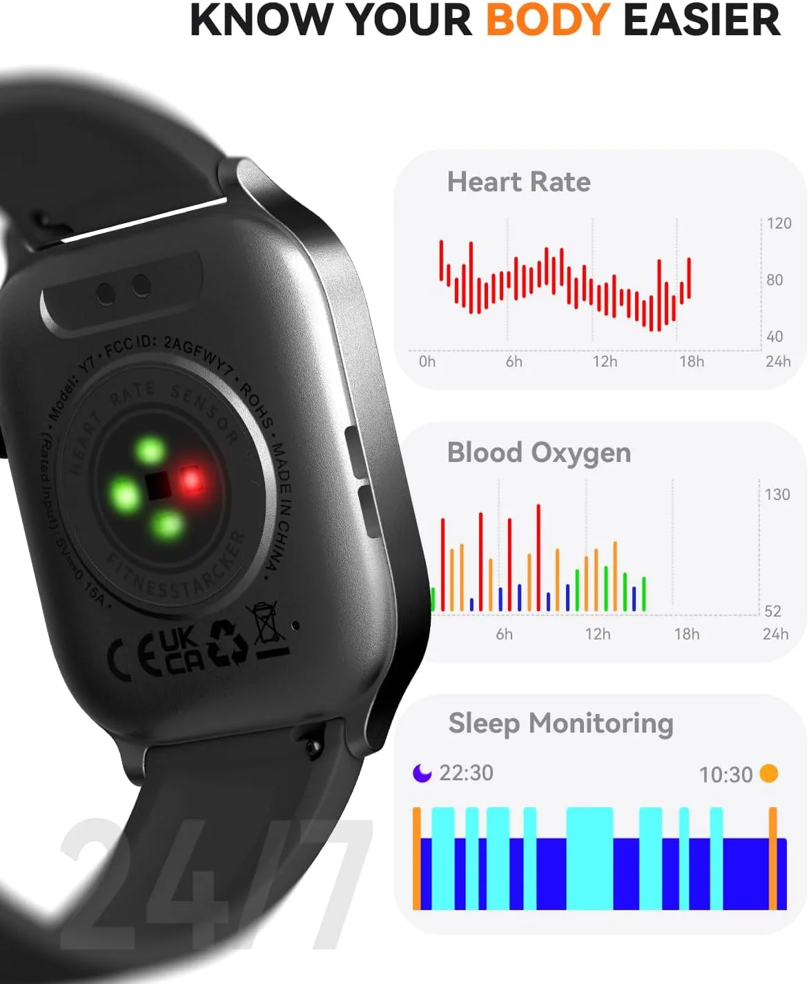 Smart Watches for Women Men, Fitness Tracker Watch with 110 Sports Modes, Step Counter/Sleep Monitor/Pedometer, IP68 Waterproof, Bluetooth Call & Music Control Smartwatch for iPhone/Android,Black