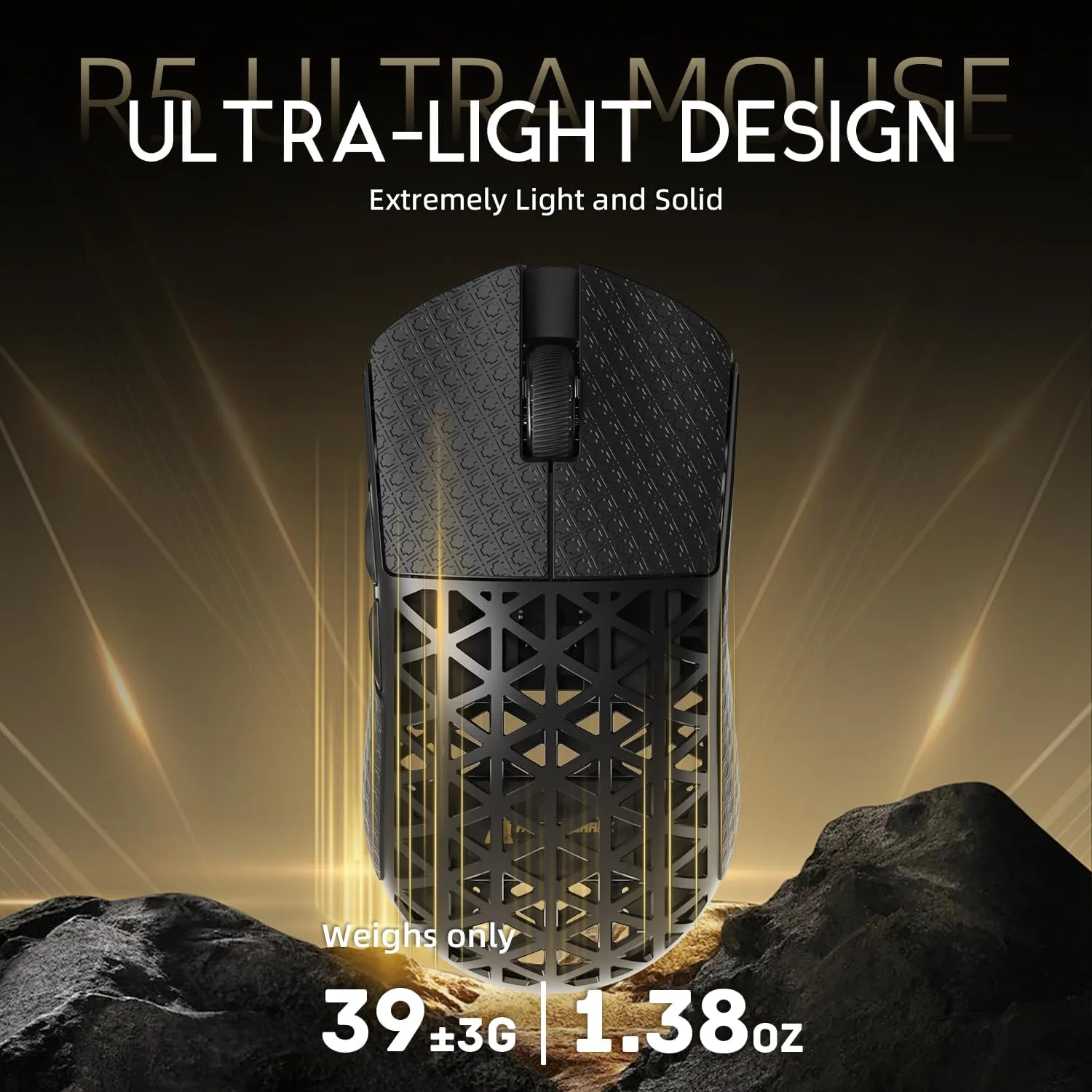 ATTACK SHARK R5Ultra 8K Carbon Fiber Wireless Gaming Mouse, Black&Tape
