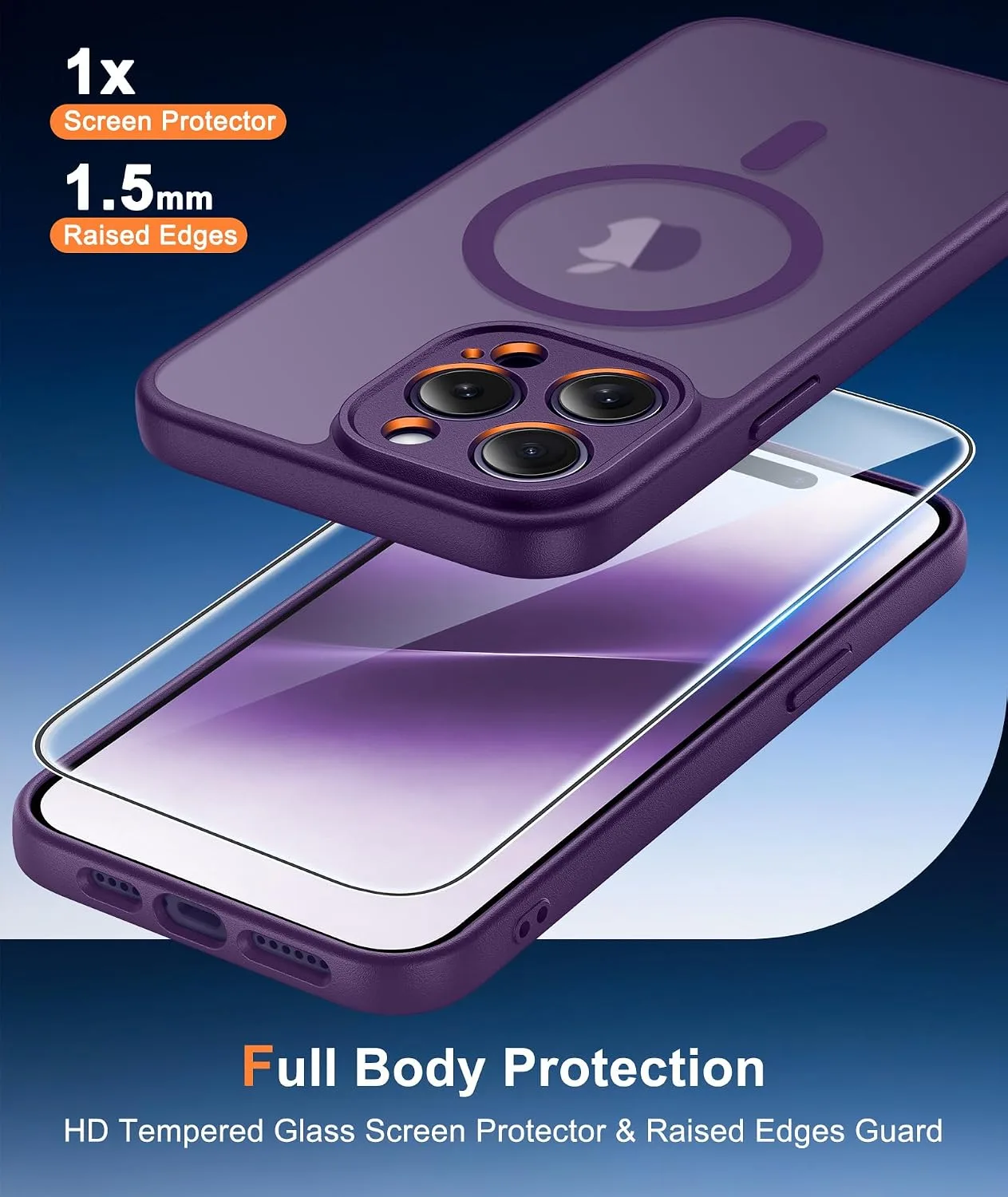 FNTCASE for iPhone 14-Pro Case Fit for MagSafe Purple