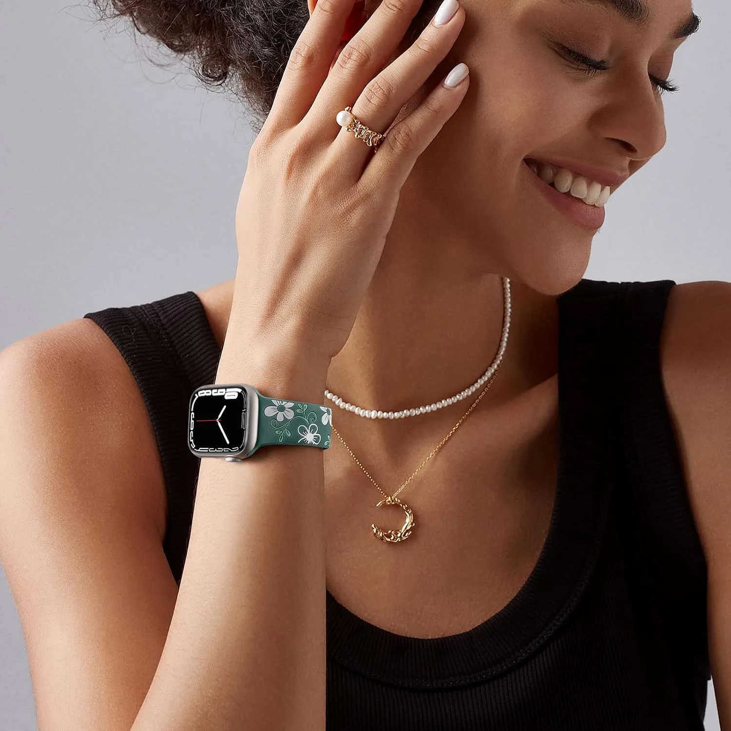 Witzon Floral Silicone Band Compatible with Apple Watch Bands For Women