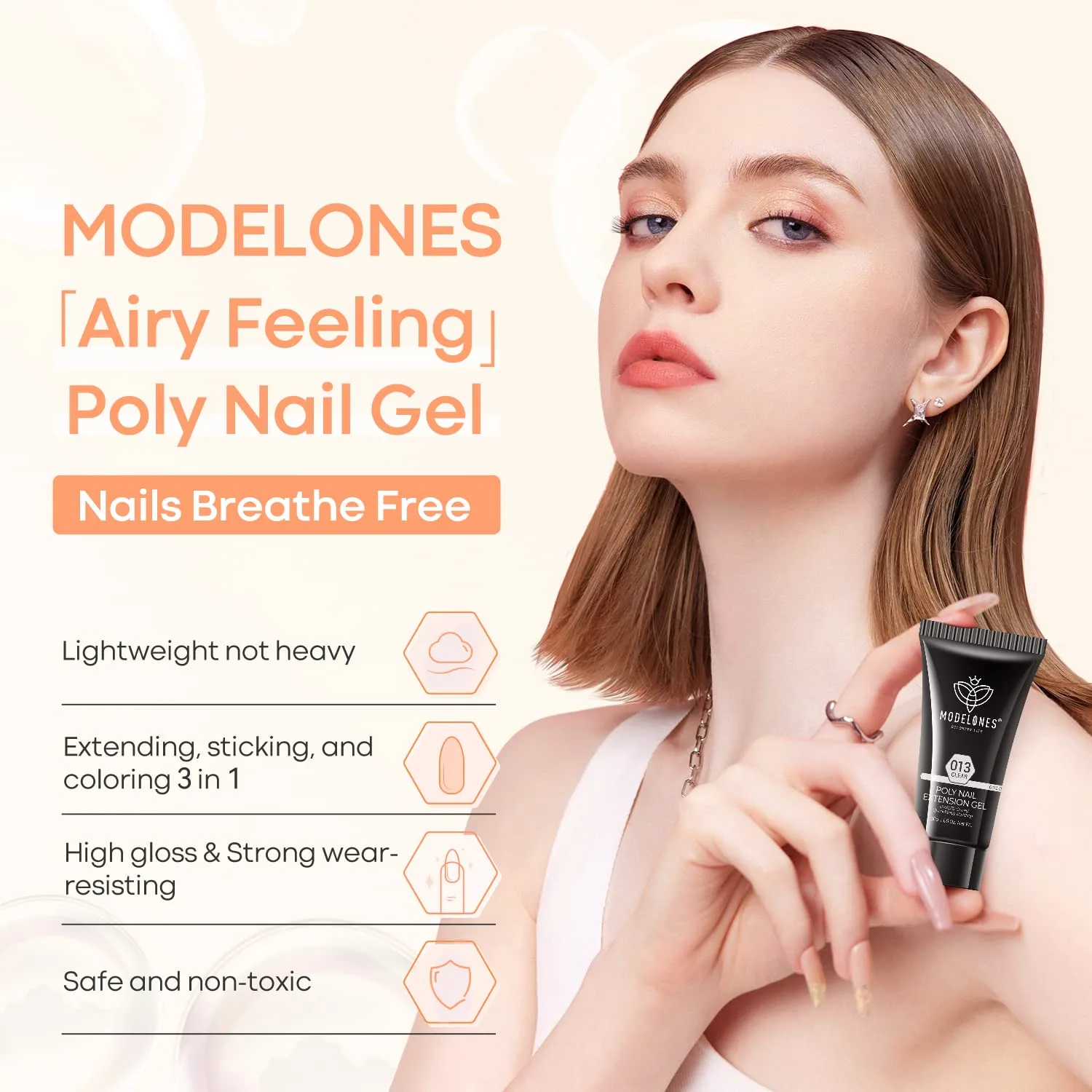 MODELONES Poly Nail Gel Builder 50ML 1.76oz Clear Color