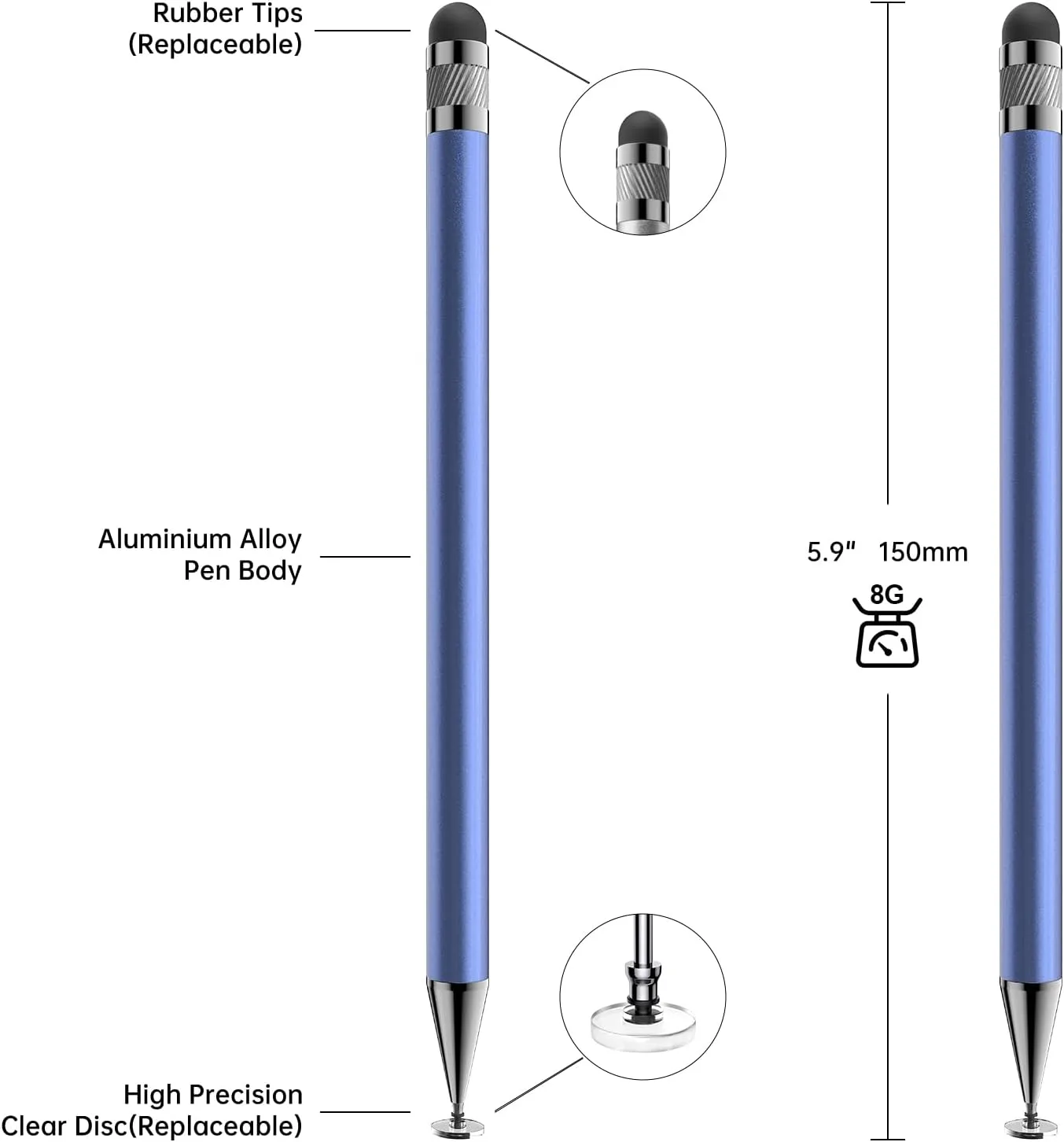 Bopomofo Stylus(5 Pcs),2-in-1 Stylus Pen for Touchscreen,Capacitive Stylus