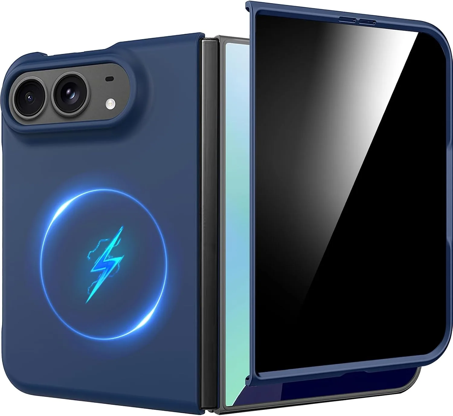 Miimall Anti-Spy for iPhone Duo Slim Case for Mag Safe [Built-in Privacy Screen Tempered Glass] Strong Magnet Military Grade Rugged Hard Thin Protective Cover for iPhone Duo 2026 Case Blue
