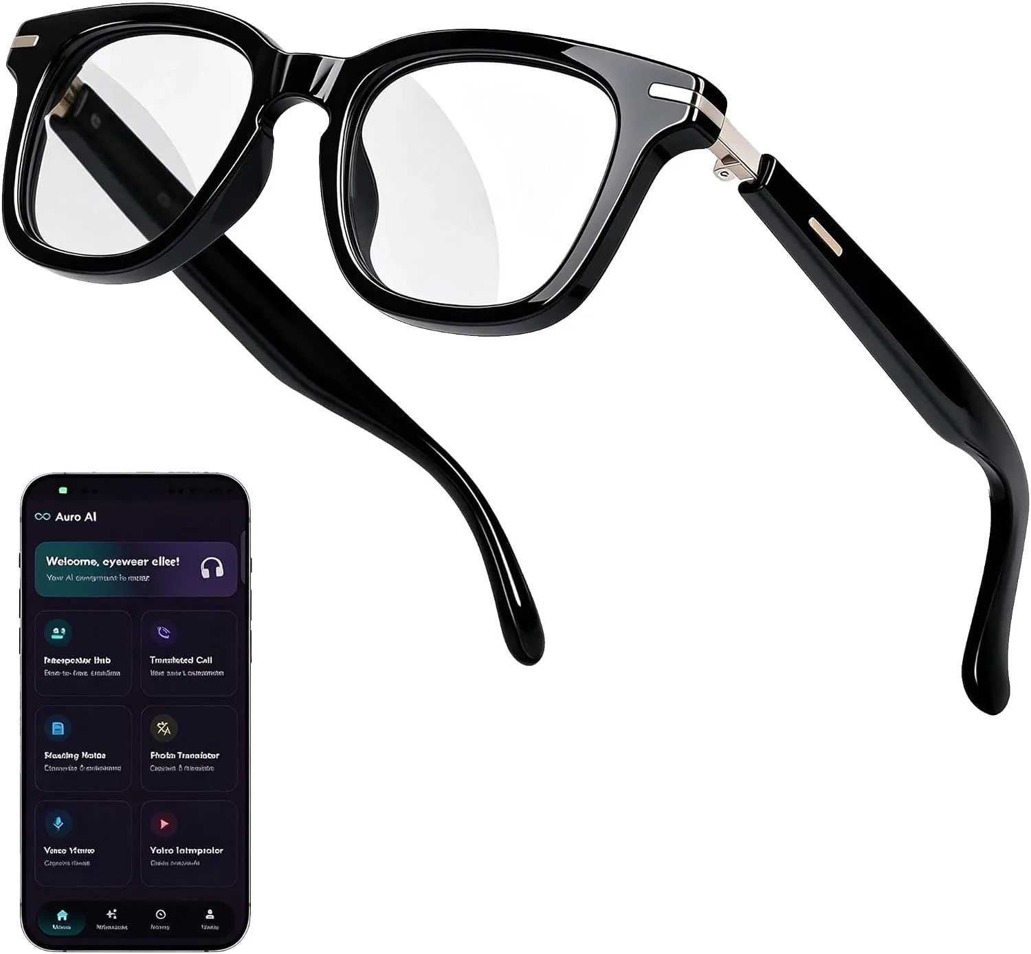 AI Smart Glasses with Real-Time Translation,Bluetooth Glasses for Men Women