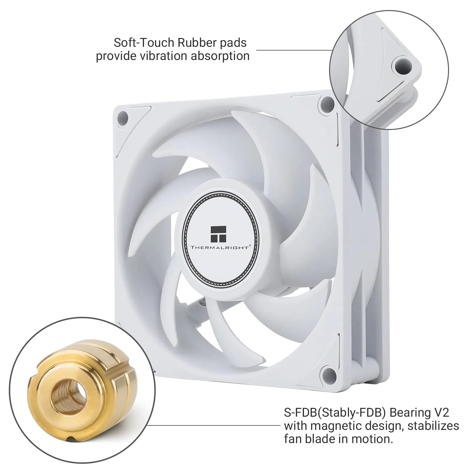 Thermalright TL-B8W CPU Fan, Computer Case Cooling Quiet 4pin PWM Fan, 80mm Silent PC Cooling, wtih 2200RPM Speed, Low Noise 24dba, Desktop CPU Cooler(80mm,White)