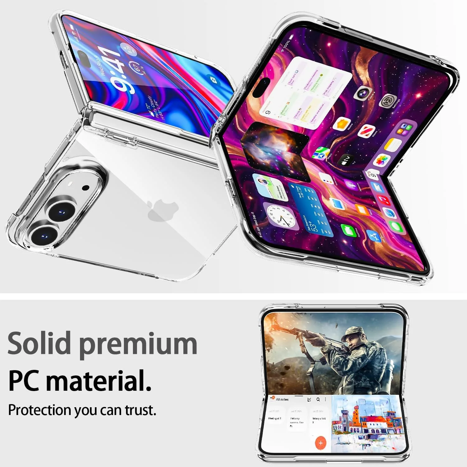 AICase for iPhone Duo Case Clear Slim Fold Cover with Hinge Protection