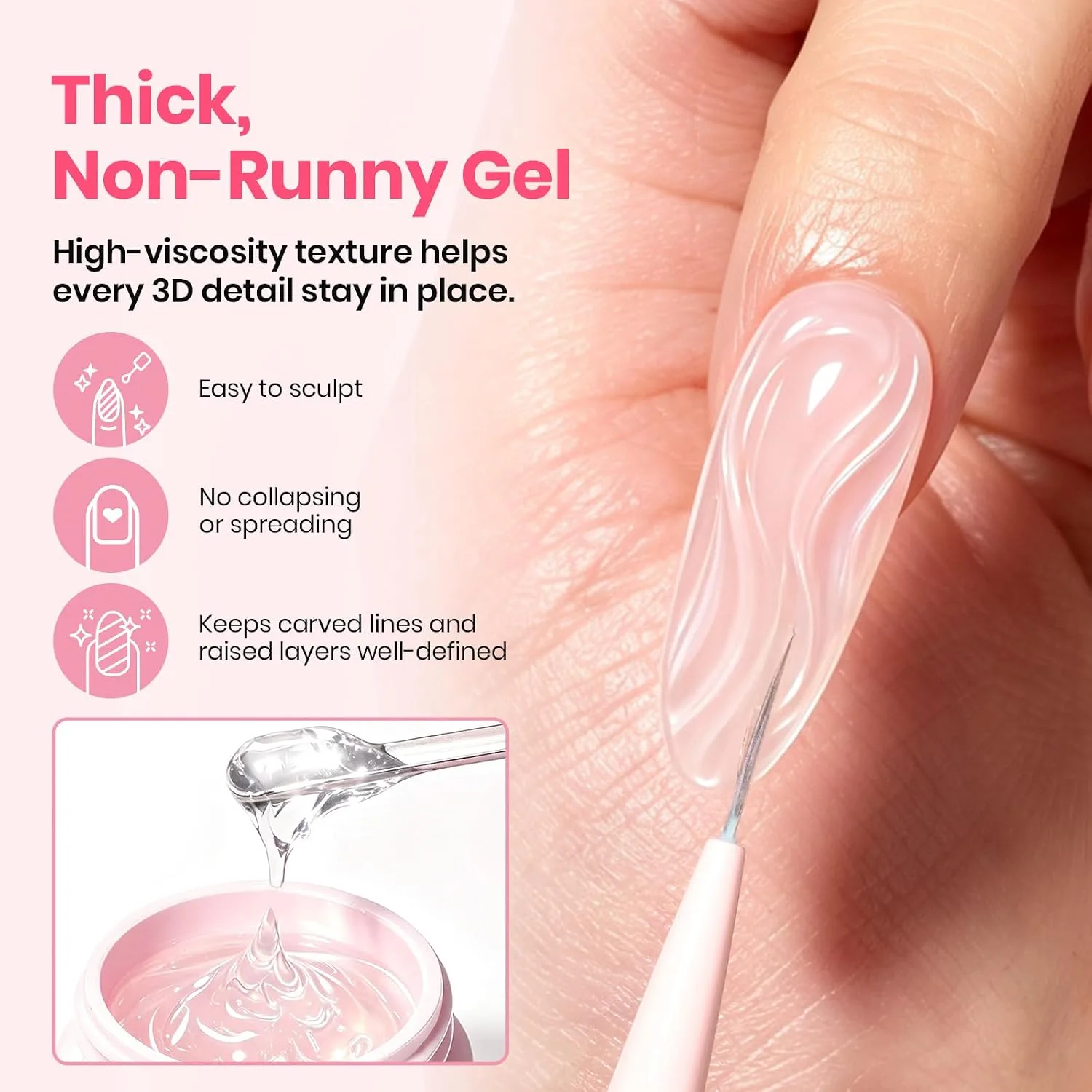 Beetles 3D Gel Nail Art: Clear No Wipe for Chrome Powder & Painting 15g